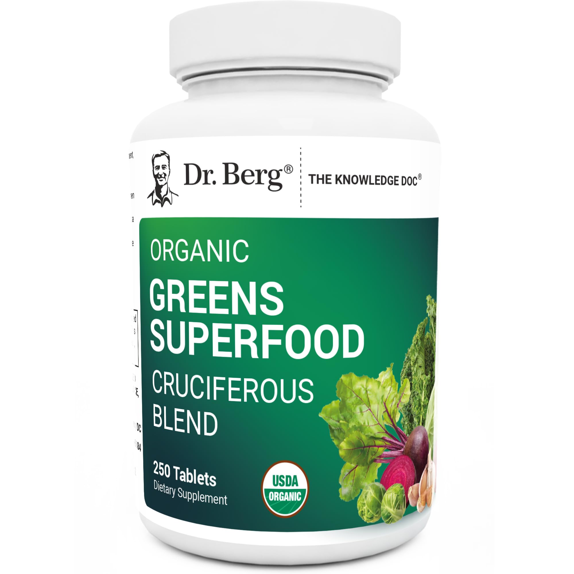 Dr. Berg's Greens Superfood Cruciferous Vegetable Tablets - Vegetable Supplements for Adults w/ 11 Phytonutrient Super Greens Tablets - Energy, Immune System & Liver Veggie Tablets - 250 Tablets Dr. Berg Nutritionals Au supplements