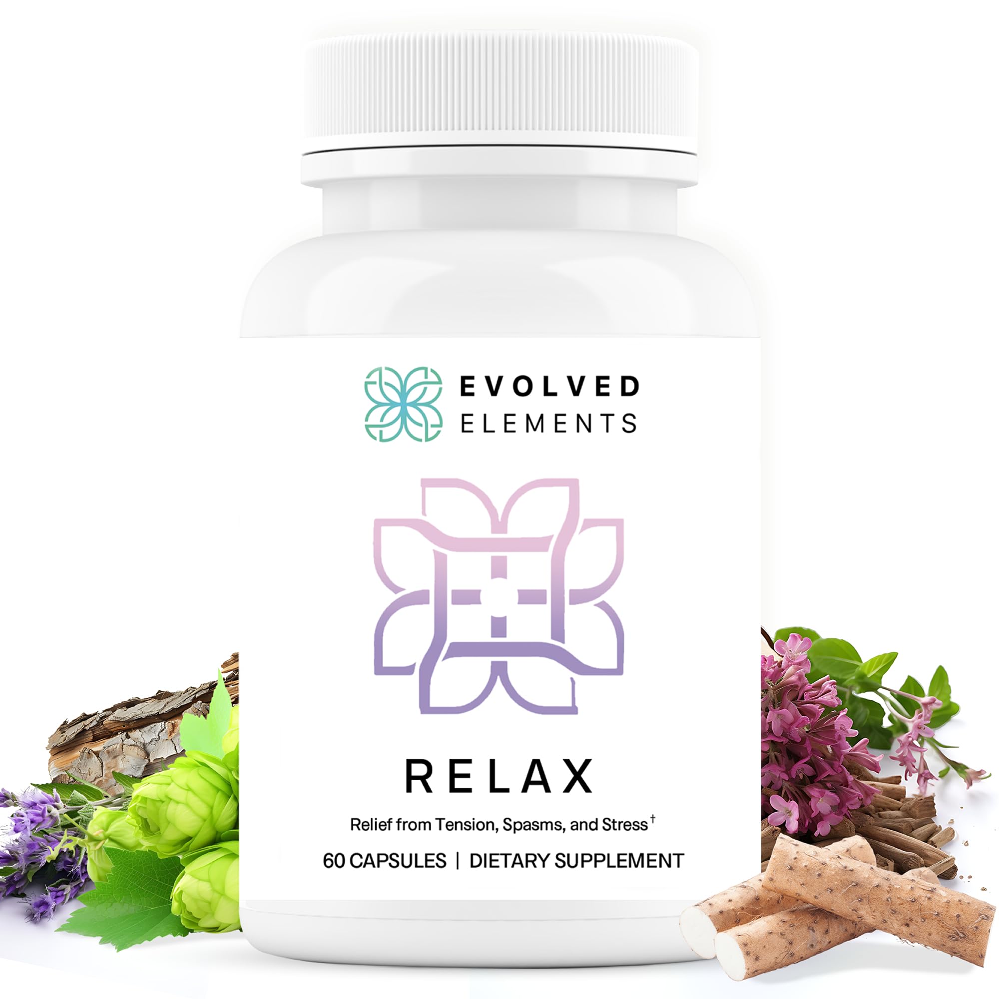 Evolved Elements All-Natural Muscle Relaxer | 60 Capsules | Spasm Relief with Magnesium, Passion Flower, and Valerian Root | Relieves Muscle Spasms, Tension, and Promotes Calmness Evolved Elements Au supplements