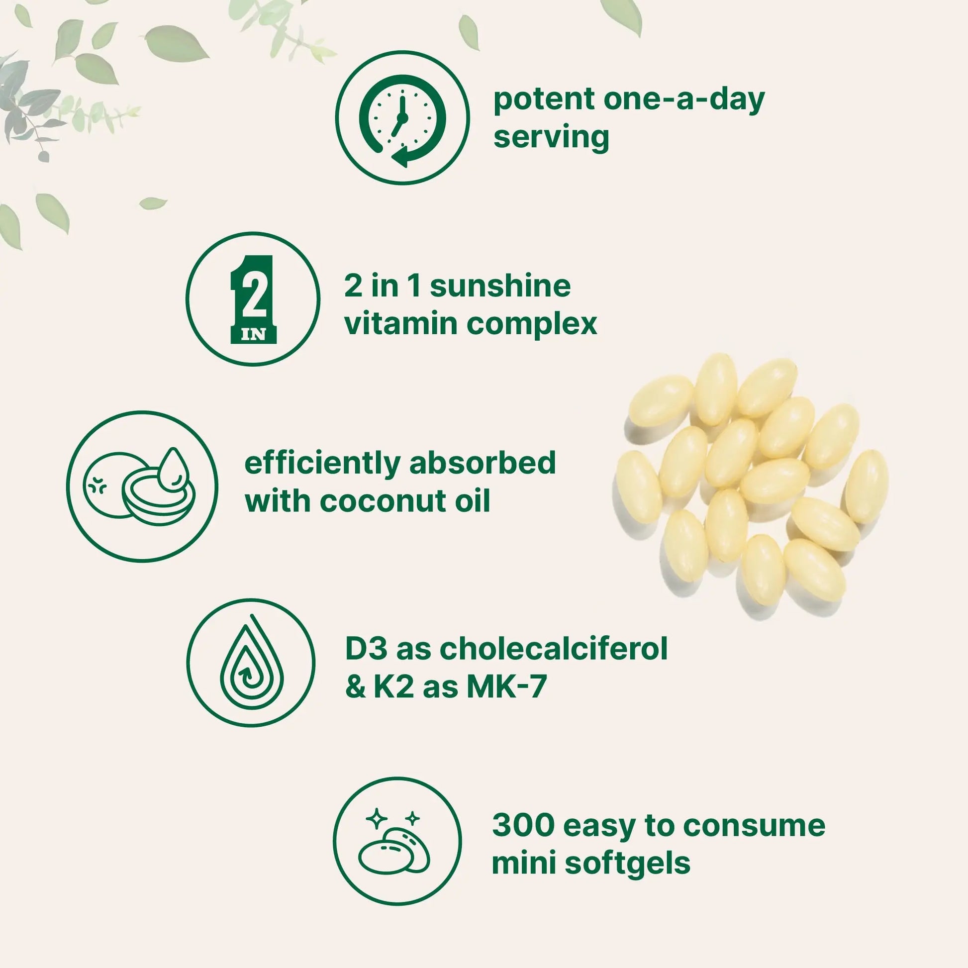 Micro Ingredients Vitamin D3 5000 IU Plus K2 (MK-7) 100 mcg, 300 Virgin Coconut Oil Softge Micro Ingredients Au supplements