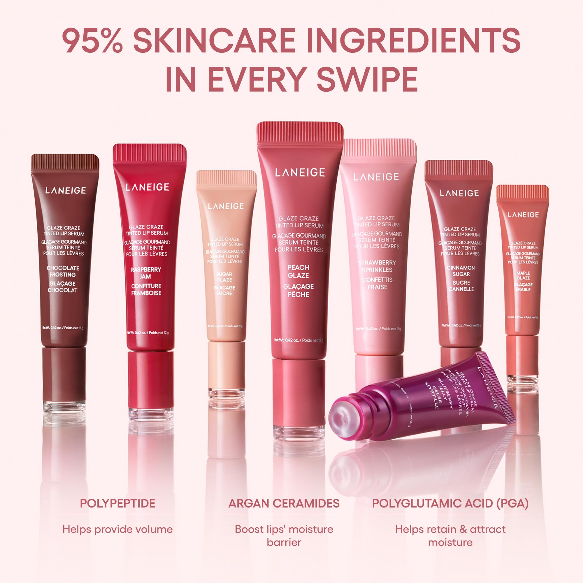 LANEIGE Glaze Craze Tinted Lip Serum, Strawberry Sprinkles: Hydrating Serum for Glossy,Nourished Lips with Plumping Polypeptides,0.42 oz LANEIGE Au supplements