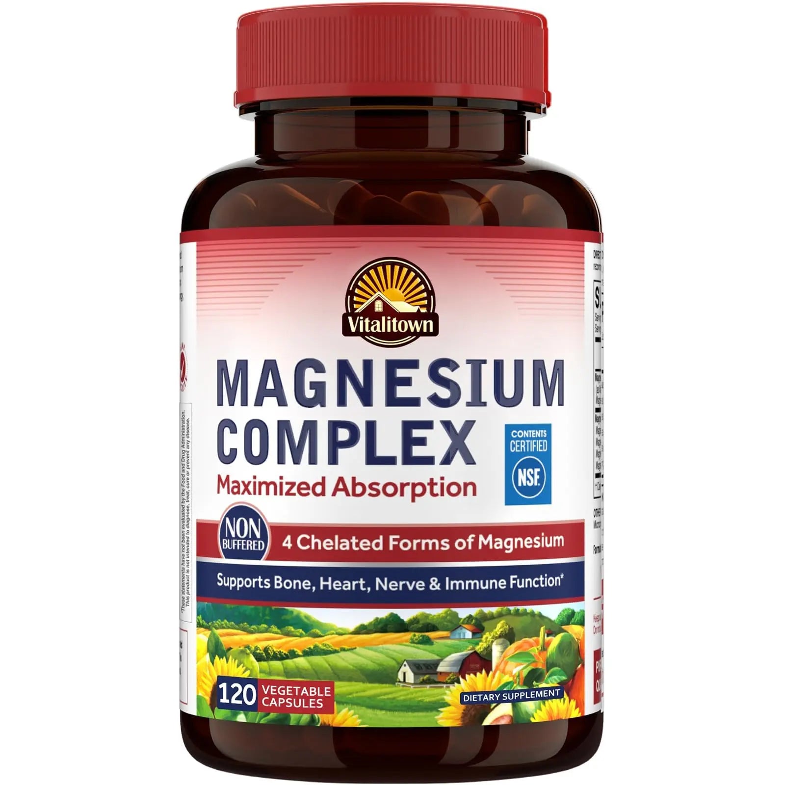Vitalitown Magnesium Complex Supplement 500mg - NSF Certified Magnesium Glycinate, Malate, Taurate & Citrate - Chelated High Absorption & Gentle on Stomach - Vegan Non-GMO 120 Capsules VITALITOWN Au supplements