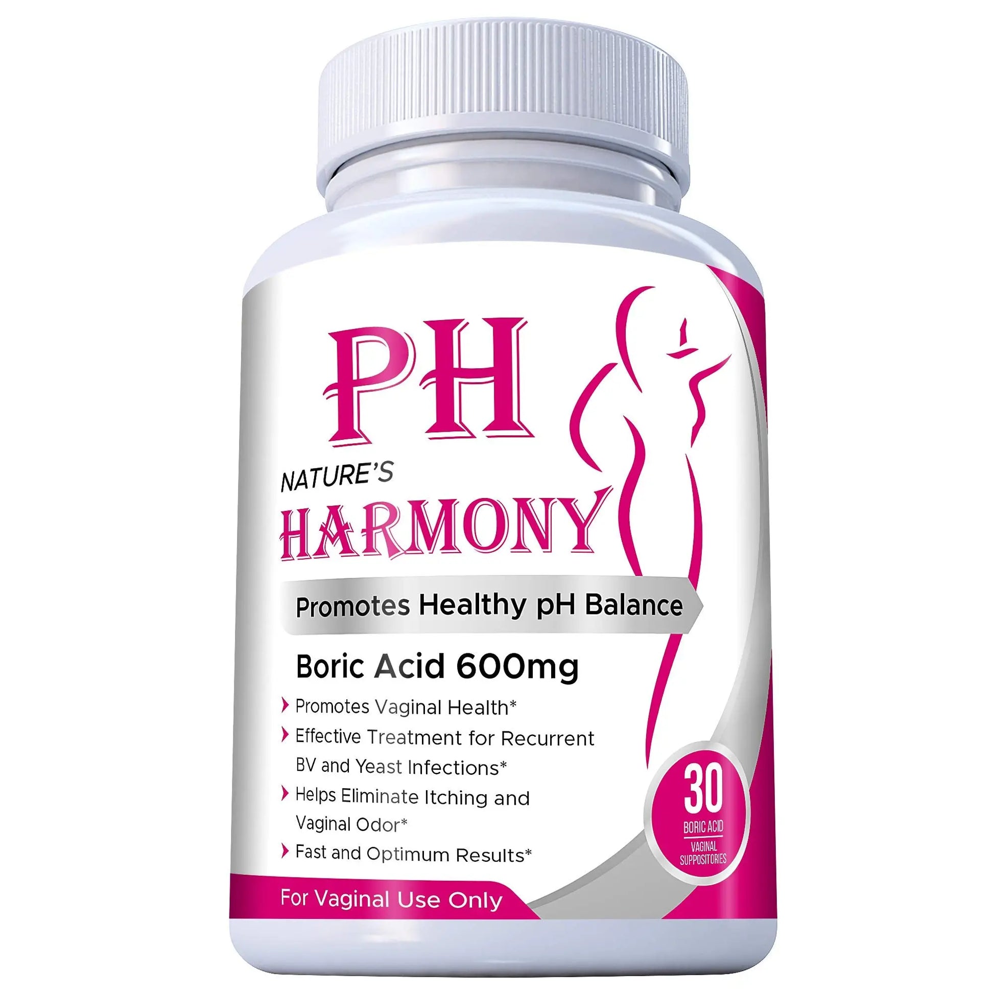 PURE PLANT HOME Boric Acid Suppositories Nature's Harmony 30 Count 600 mg 100% Pure Made in USA Nature's Harmony Au supplements