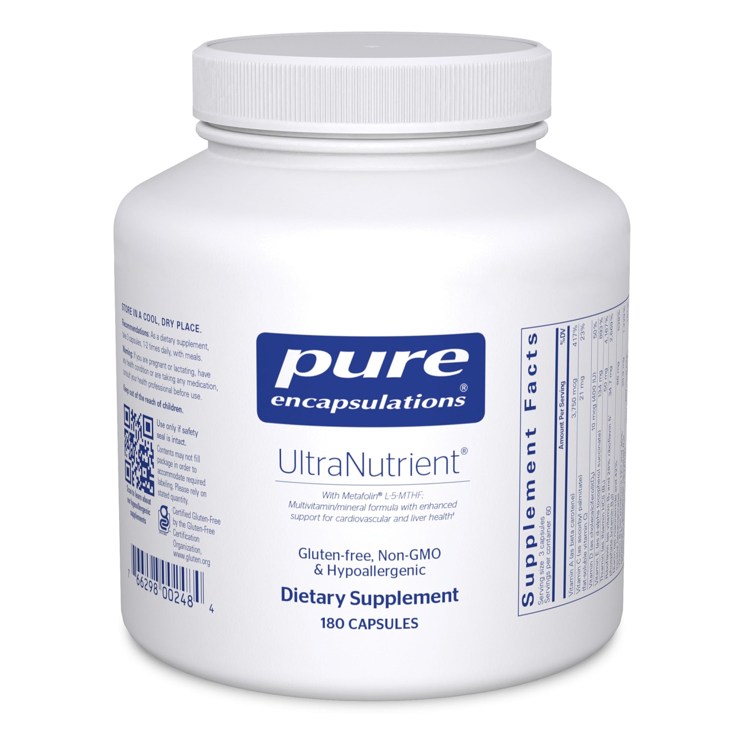 Pure Encapsulations UltraNutrient - Minerals & Multivitamins - Supports Liver & Heart Health* - Supplement for Antioxidants - with Vitamin C, CoQ10 & More - Gluten Free - 180 Capsules Pure Encapsulations Au supplements