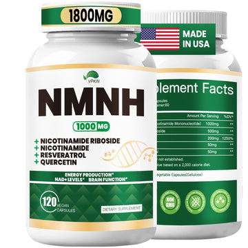 NMNH(Dihydronicotinamide Mononucleotide),NMNH Supplement 1000mg Pure Nicotinamide Mononucleotide,NAD High Purity Supplement Alternative,for Energy,Focus,Non-GMO, Gluten Free,120 Capsules VPKIN Au supplements