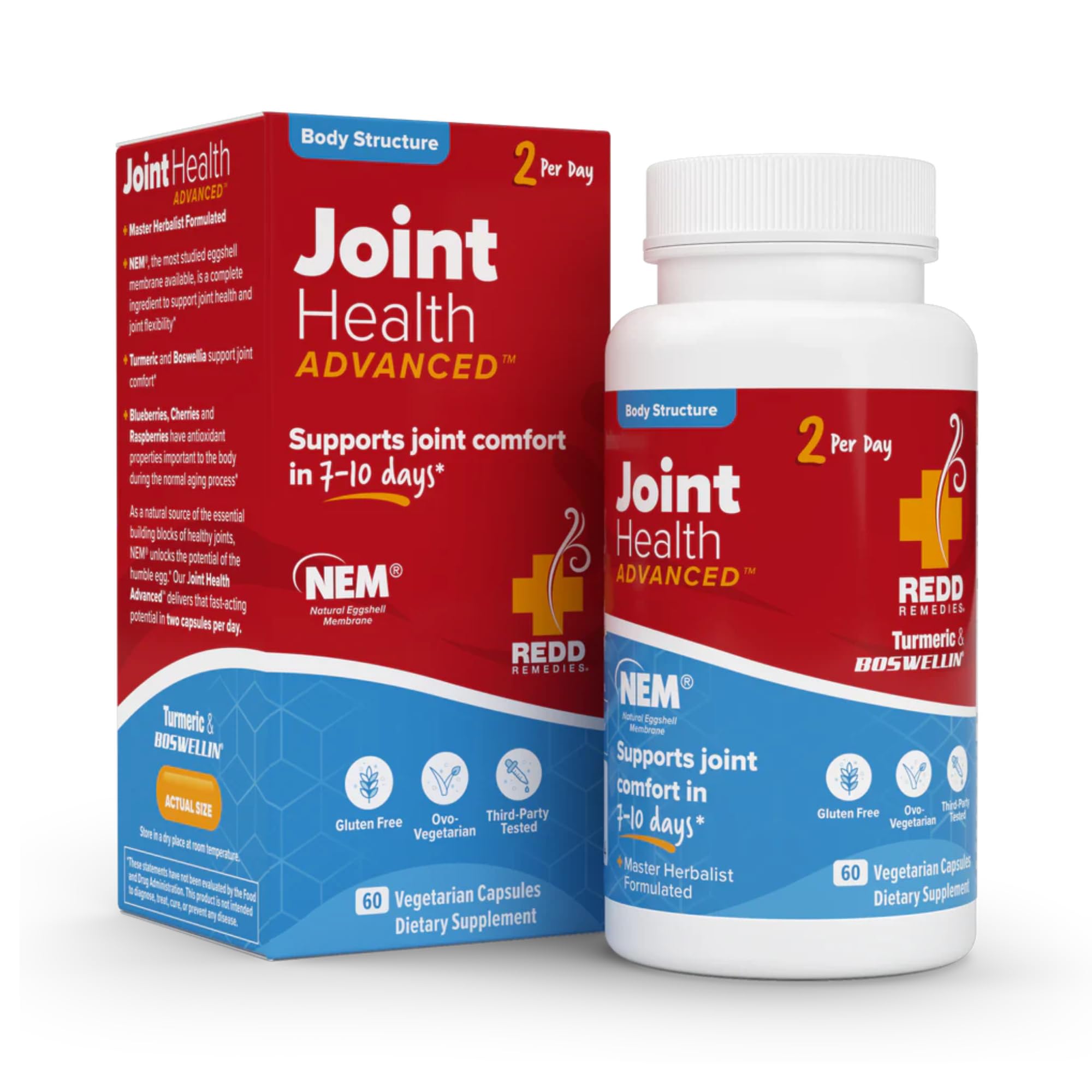 Redd Remedies, Joint Health Advanced, Helps Strengthen Connective Tissue and Cartilage, Fast-Acting Comfort with Boswellia Serrata and Turmeric, 60 Vegetarian Capsules Redd Remedies Au supplements