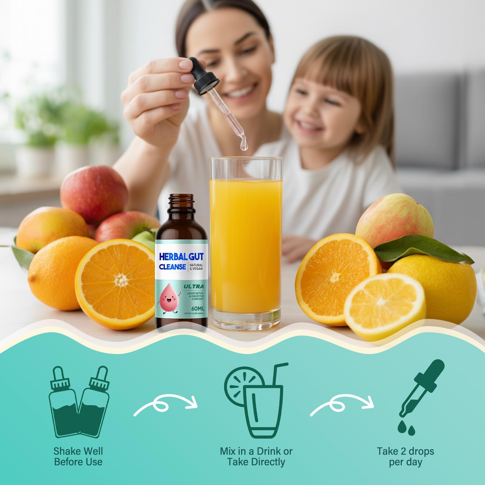 Kids Herbal Gut Cleanse Drops, Parasite Cleanse for Humans Liquid with Wormwood, Black Walnut & Probiotics, Supports Digestive & Overall Gut Health for Children (2 oz) HerbX Au supplements