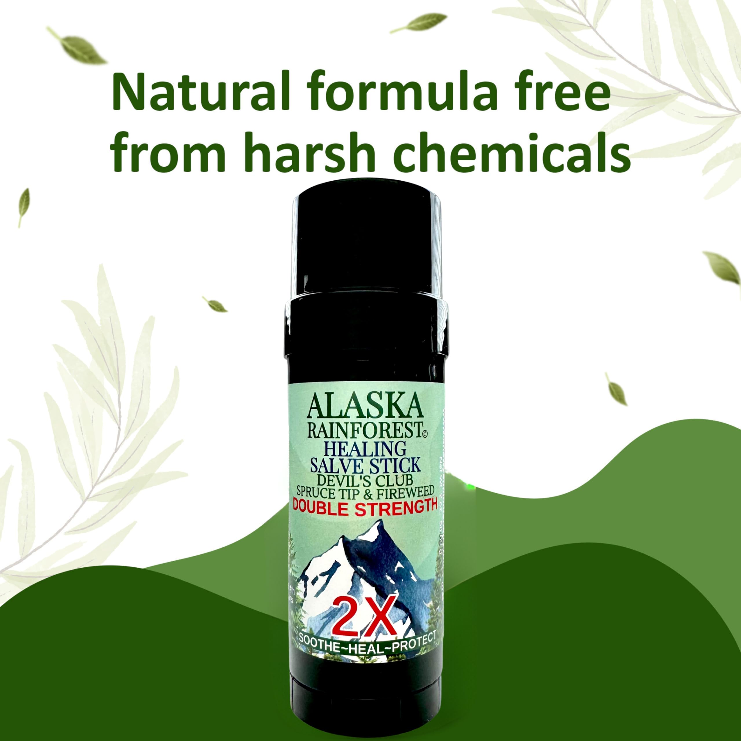Snowy Summit Alaska Rainforest 2X Salve Stick - Salve for Dry Skin & Joint Relief - Natural Salve for Soothing Skin with Gentle Aroma - Body & Hand Salve - Muscle Rub Alaskan Devil’s Club Oil Snowy Summit Au supplements