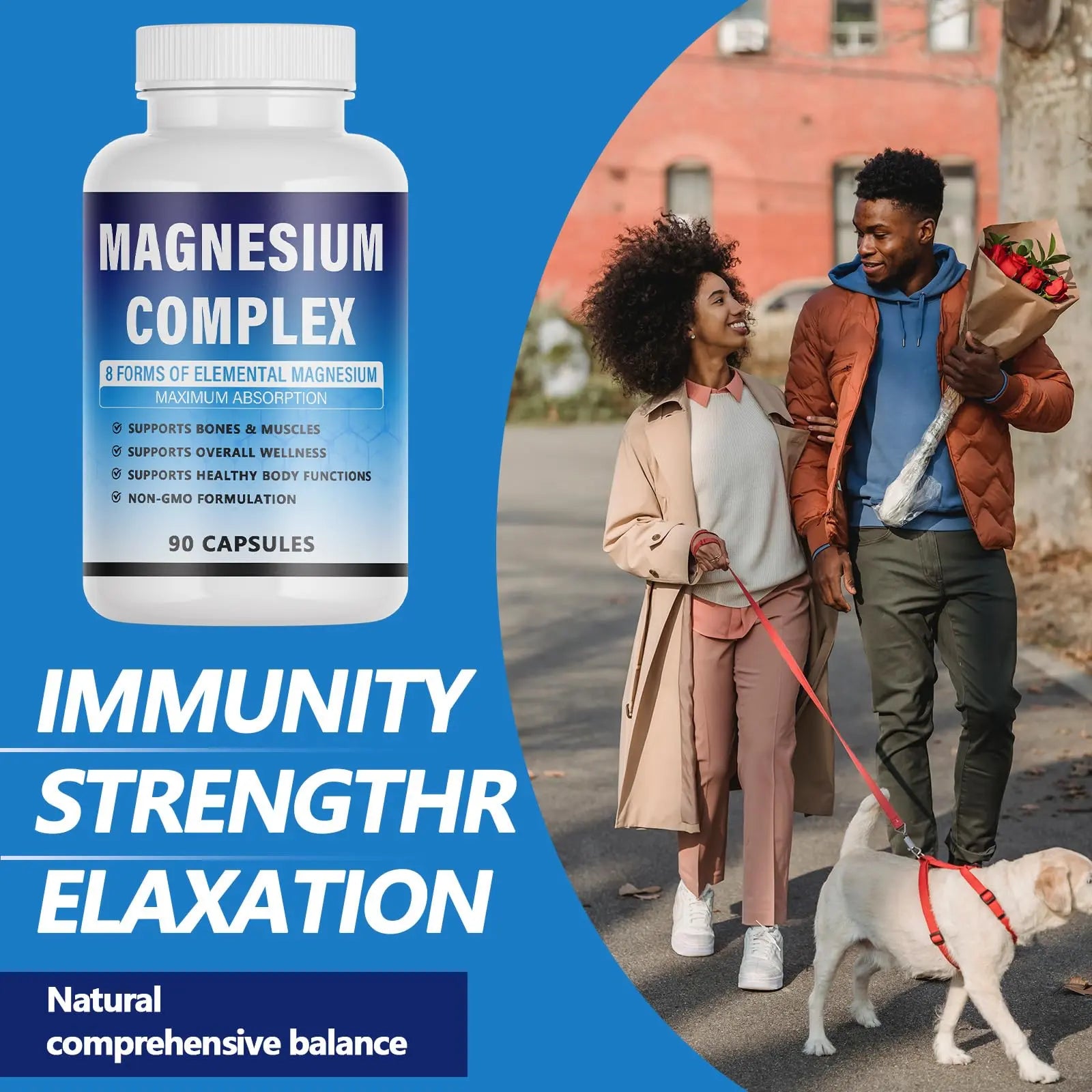 Magnesium Complex Supplement - 8 Elemental Magnesium 1000mg - Glycinate, Citrate, Malate, Taurate Chelated | Easy Absorption, Energy Support | Vegan Non-GMO, 90 Capsules (1pc) KFUKFU Au supplements
