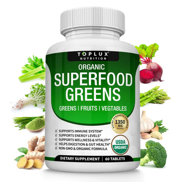 Organic Super Greens Capsules Superfood Fruit Veggie Supplement - 28 Powerful Natural Toplux Au supplements
