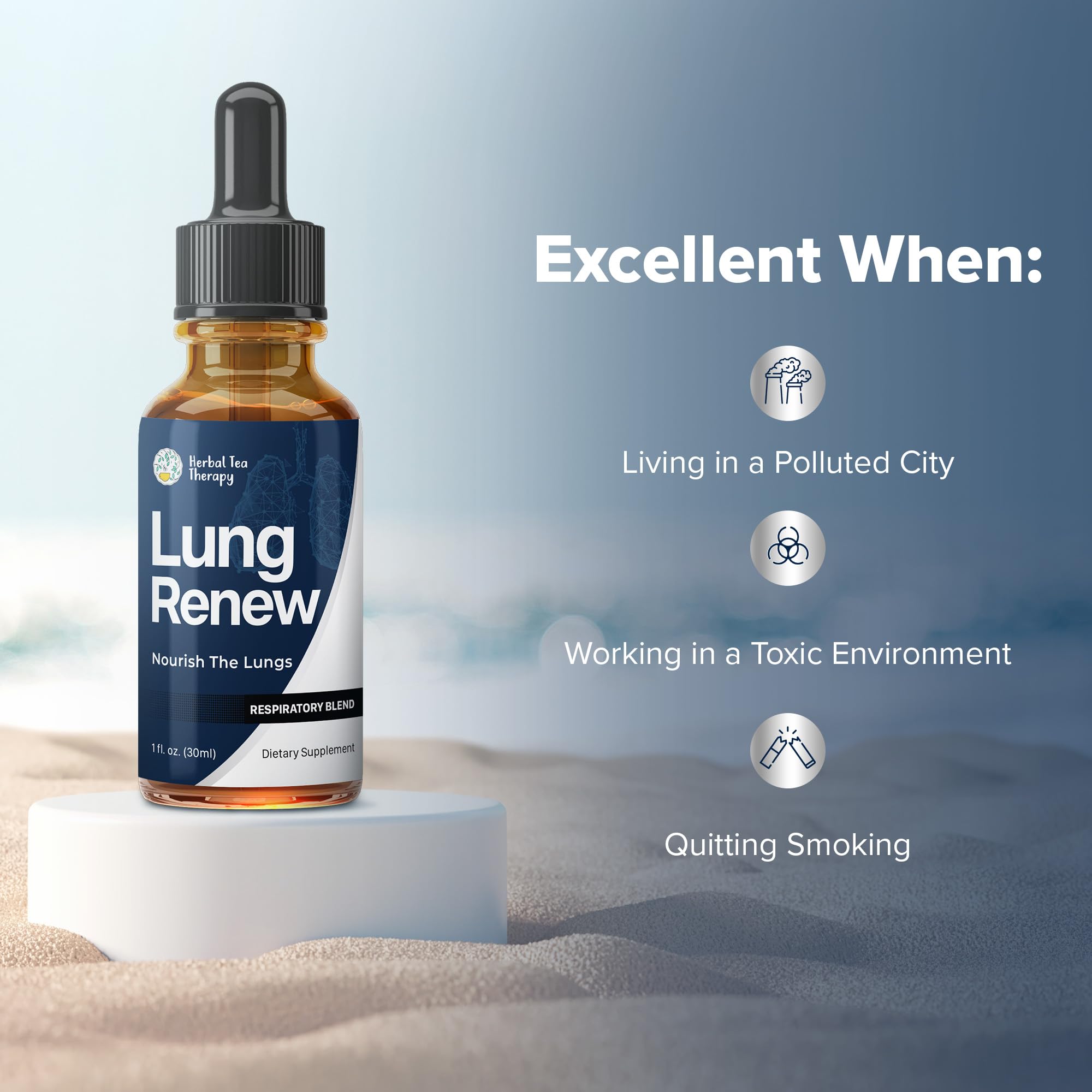 Herbal Tea Therapy Lung Renew Mullein Drops for Lungs (1 fl. oz.): Peppermint, Thyme, & Mullein Leaf Extract for Lungs Detox & Daily Respiratory Comfort - GMO-Free & Made in USA Herbal Tea Therapy Au supplements
