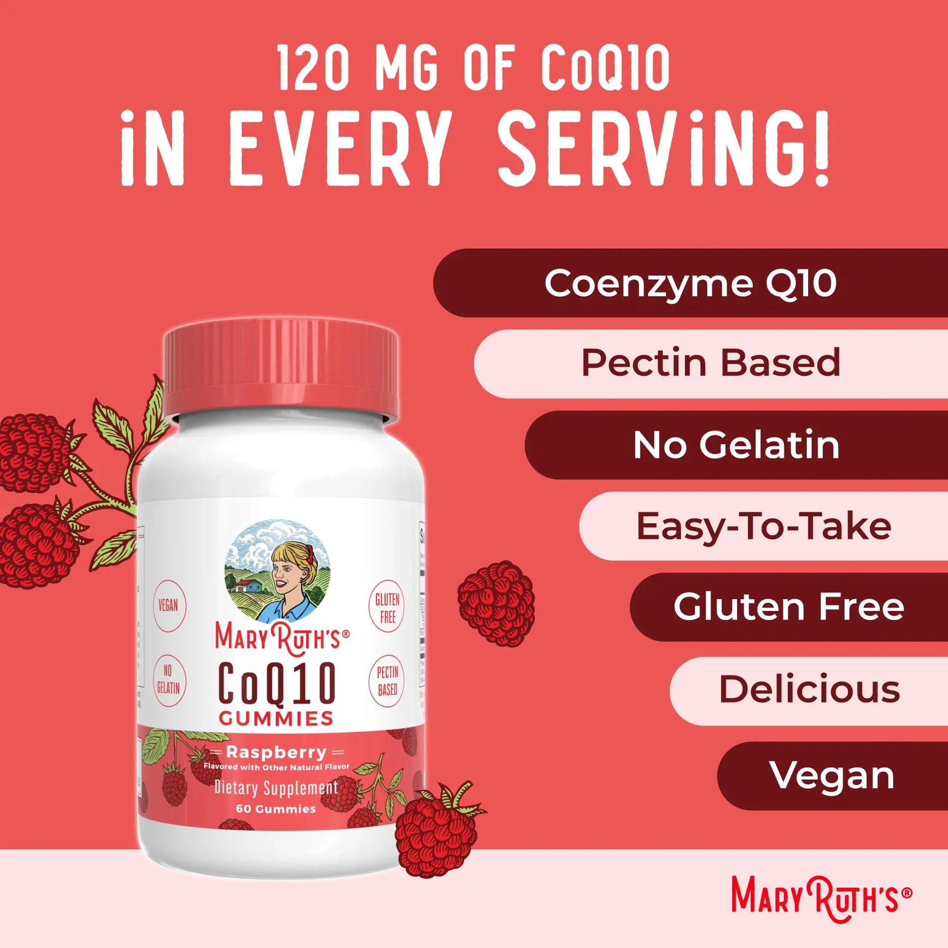 MaryRuth Organics CoQ10 Gummies | Coenzyme Q10 | Gummy Supplements for Heart Health & Cellular Health | Antioxidant | CoQ10 120 mg | Vegan | Non-GMO | Gluten Free | 60 Count | 1 Month Supply MARYRUTH'S Au supplements