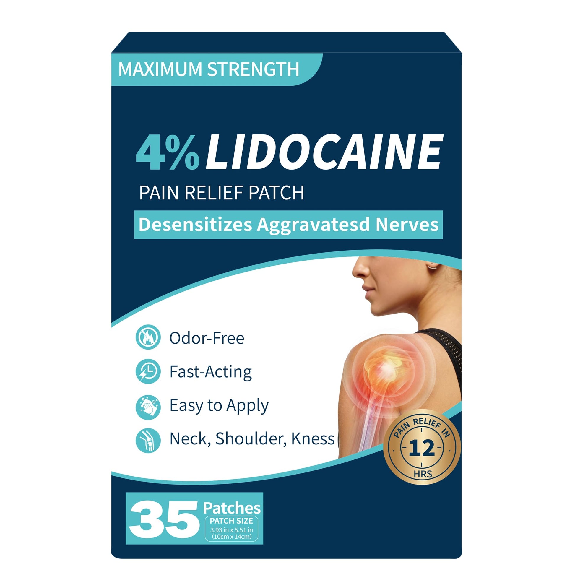 SZLGANG 4% Lidocaine Pain Relief Patches - (Large, 35, Count) Maximum Strength Relief for Back, Neck, Shoulder, Joint & Muscle Pain, 3.9”x 5.5”-03277 SZLGANG Au supplements