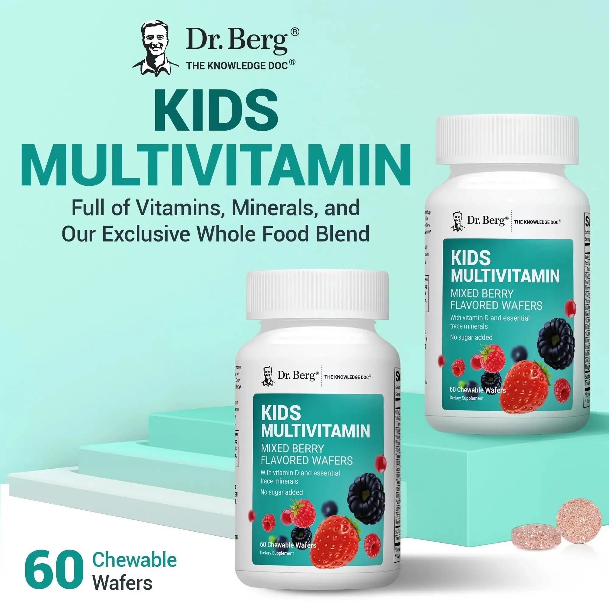 Dr. Berg Kids Chewable Multivitamins (NOT Sweetened w/Sugar) - Daily Multivitamin for Kids That Includes 20 Nutrients & Trace Mineral Complex Dr. Berg Nutritionals Au supplements