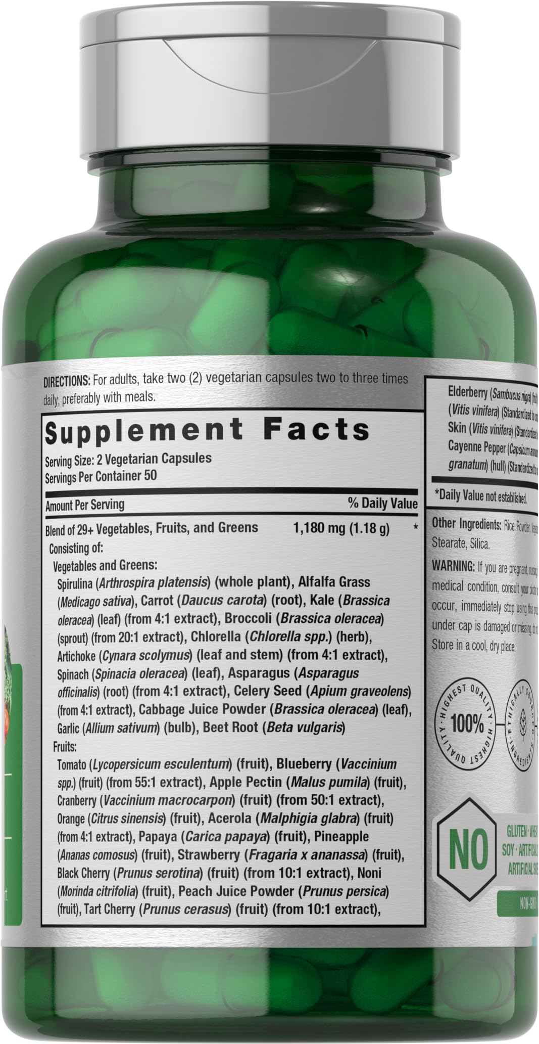 Horbäach Mega Fruits and Veggies Supplement | 100 Capsules | Vegetarian, Non-GMO and Gluten Free Horbäach Au supplements