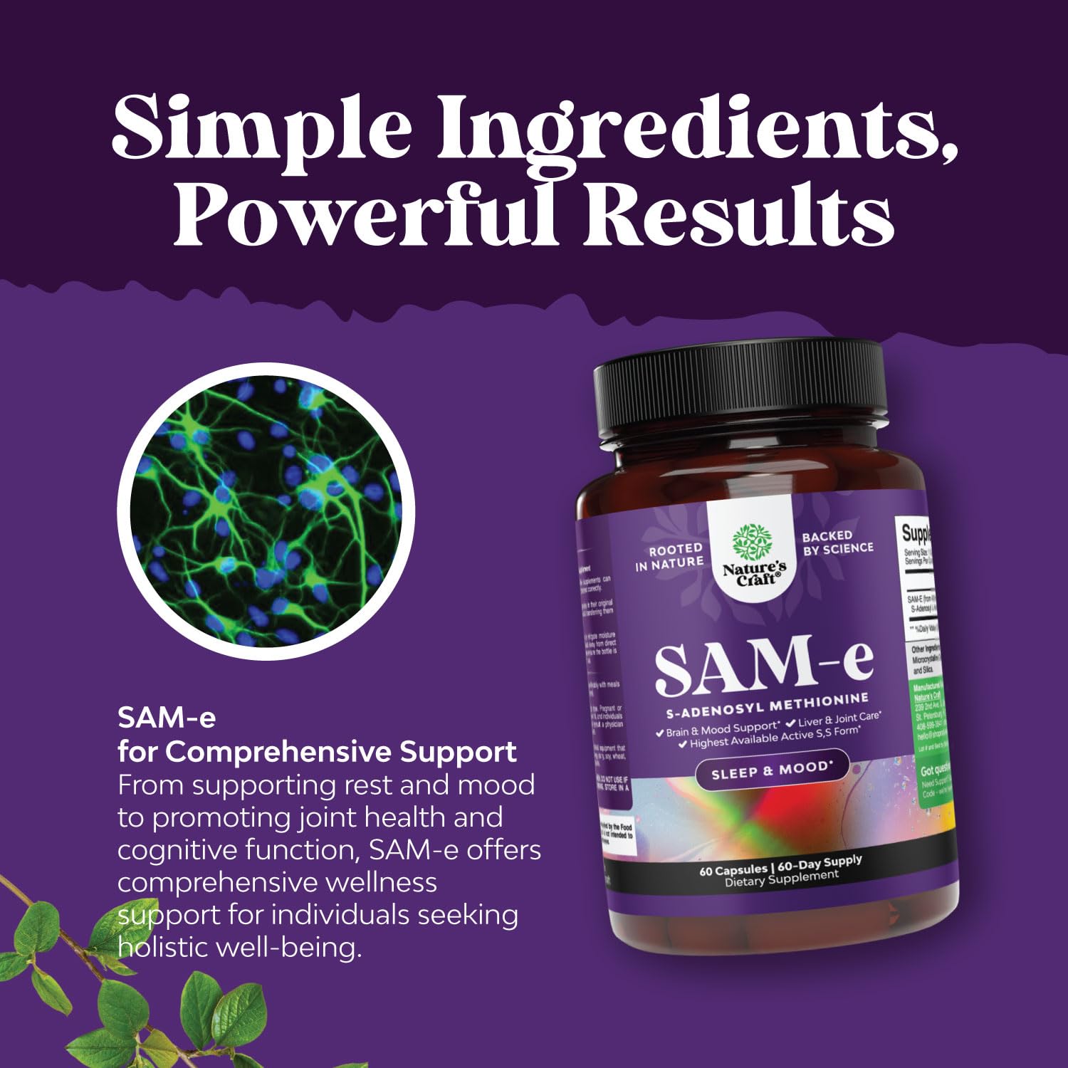 Sam-E 200mg Mood Support Supplement - S-Adenosyl Methionine Sam-E Supplement for Natural Relaxing Mood Boost Brain Support and Liver Detox Cleanse - Vegan Non-GMO and Gluten Free - 60 Count Natures Craft Au supplements