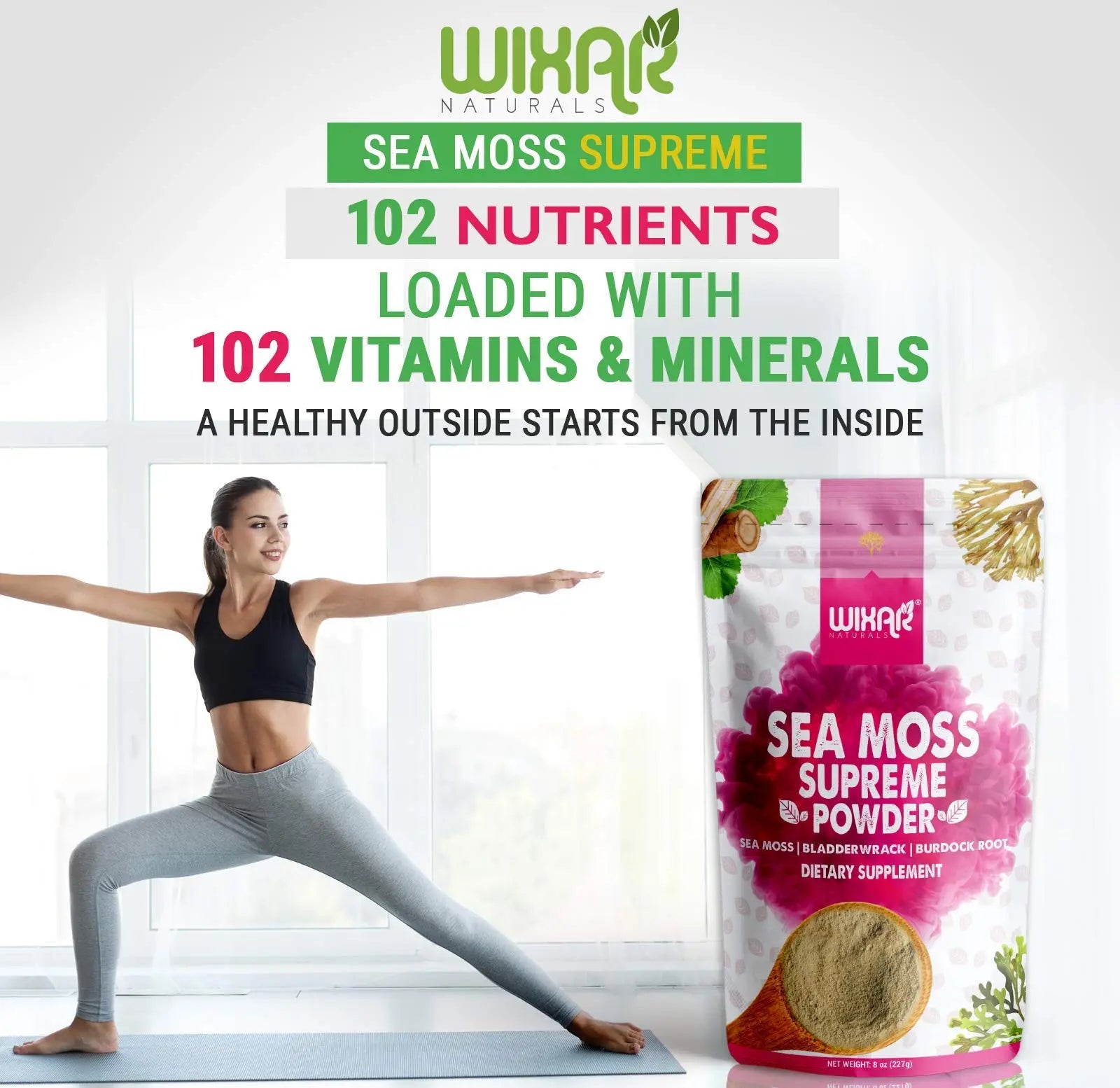 Wixar Wildcrafted Sea Moss Powder – (8 Ounces) – Natural Irish Sea Moss and Bladderwra WIXAR NATURALS Au supplements