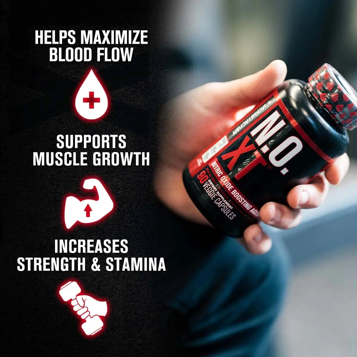 Jacked Factory N.O. XT Nitric Oxide Supplement, Growth Surge Post Workout Muscle Jacked Factory Au supplements