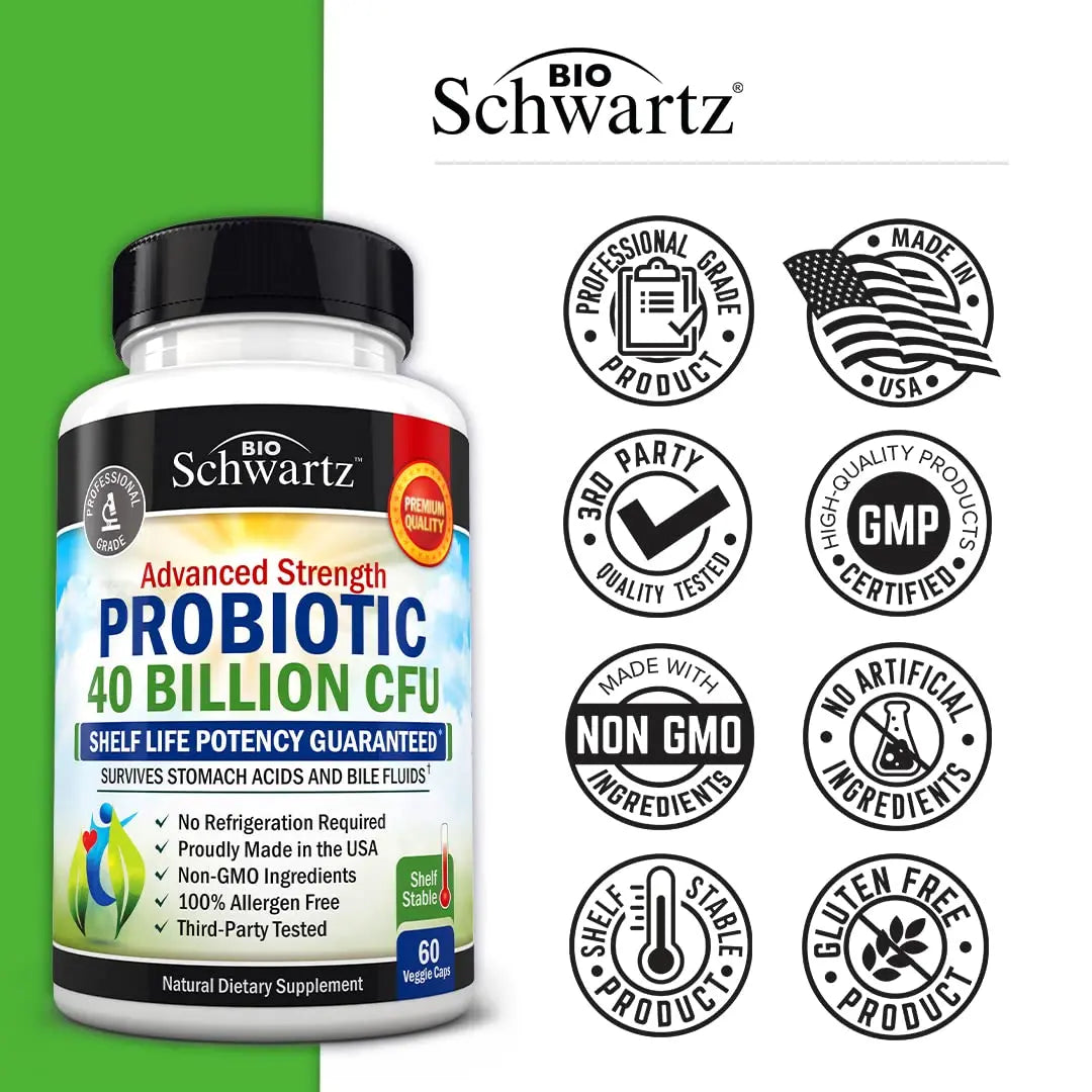 Daily Probiotic Supplement with 40 Billion CFU - Gut Health Complex with Astragalus BioSchwartz Au supplements
