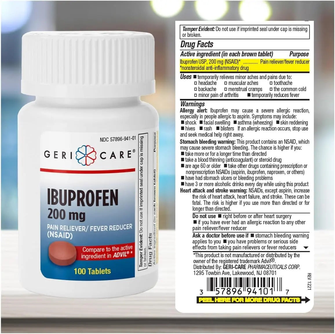 Geri Care IBUPROFEN Pain Relief Tablets (100 Count) GeriCare Au supplements