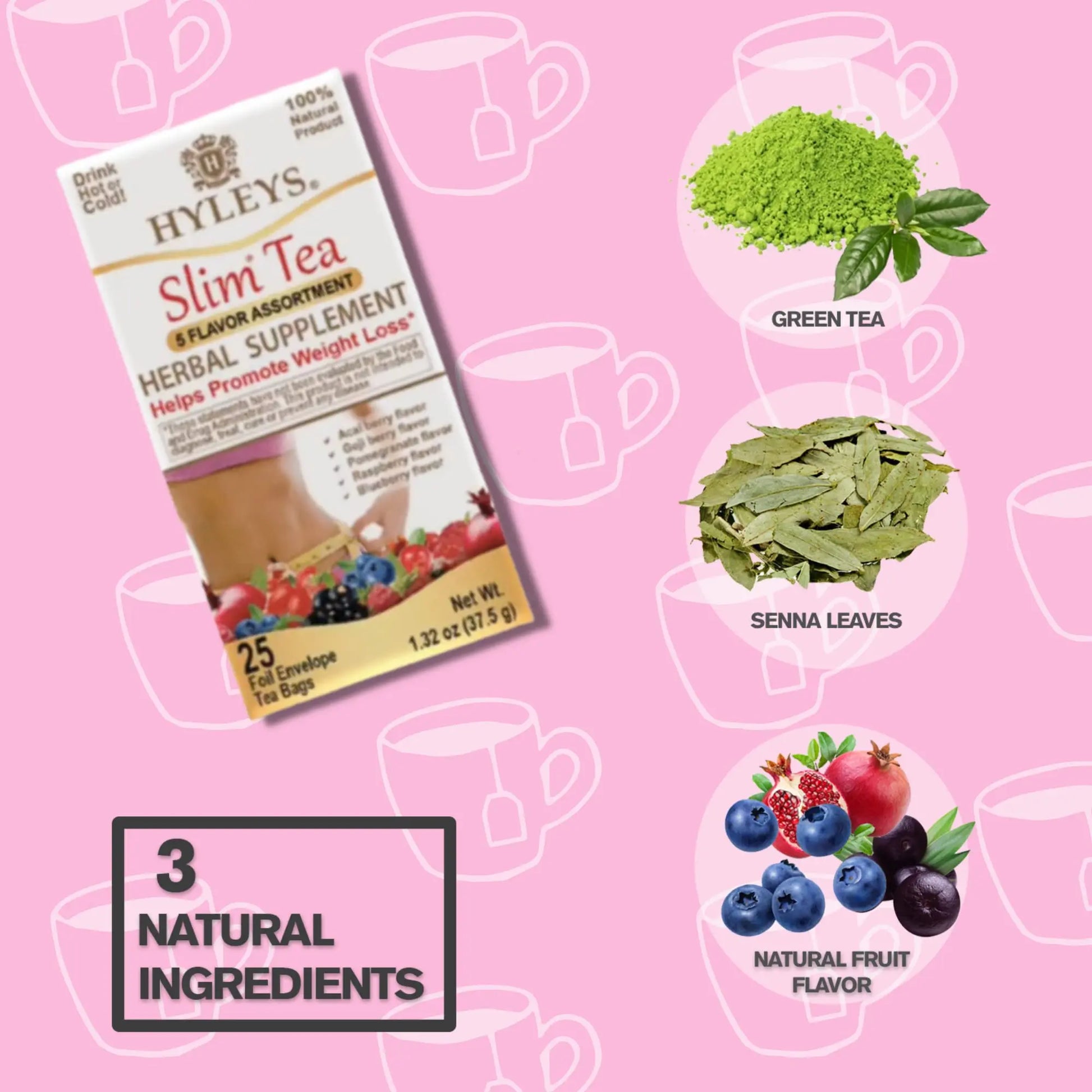 Hyleys Slim Tea 5 Flavor Assortment - Weight Loss Herbal Supplement Cleanse Hyleys Tea Au supplements