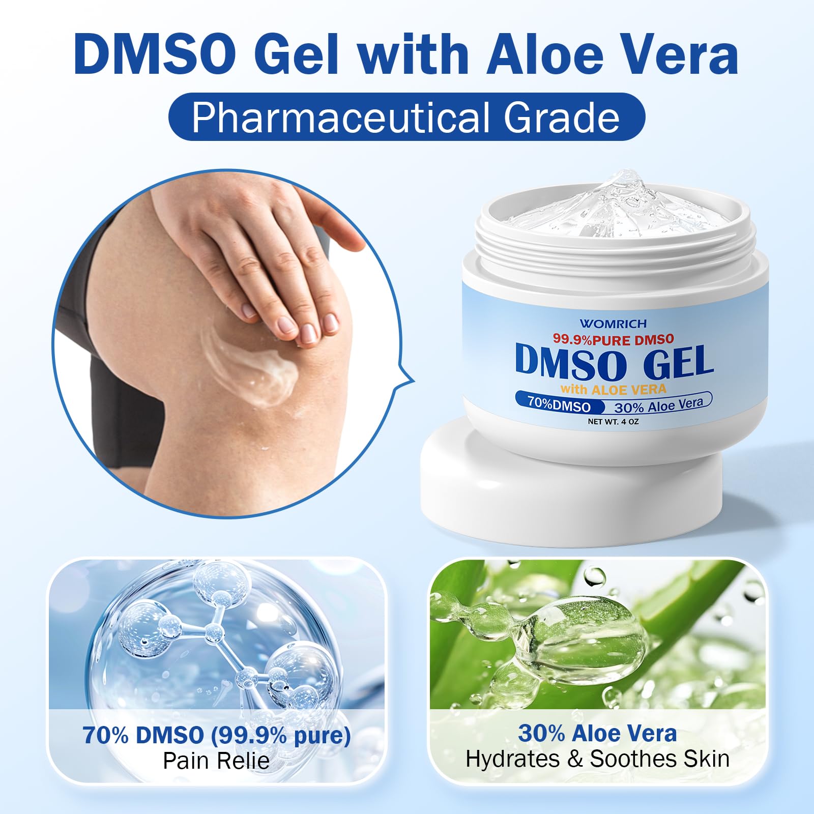 Lymph MD DMSO Gel with Aloe Vera - DMSO Pharmaceutical Grade for Joints and Muscles - Dimethyl Sulfoxide Cream 4 Oz - High Purity & Low Odor Lymph MD Au supplements
