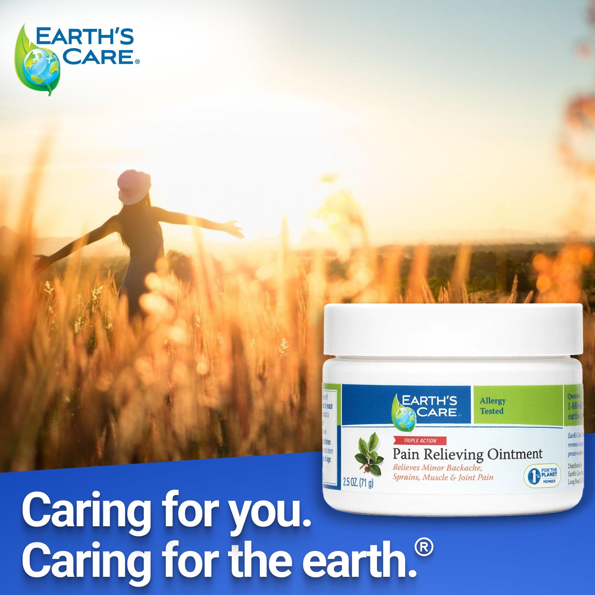 Earth's Care Pain Relieving Ointment - Triple Action Muscle and Joint Pain Relief Cream - Topical Analgesic 2.5 oz (3 Jars) Earth's Care Au supplements