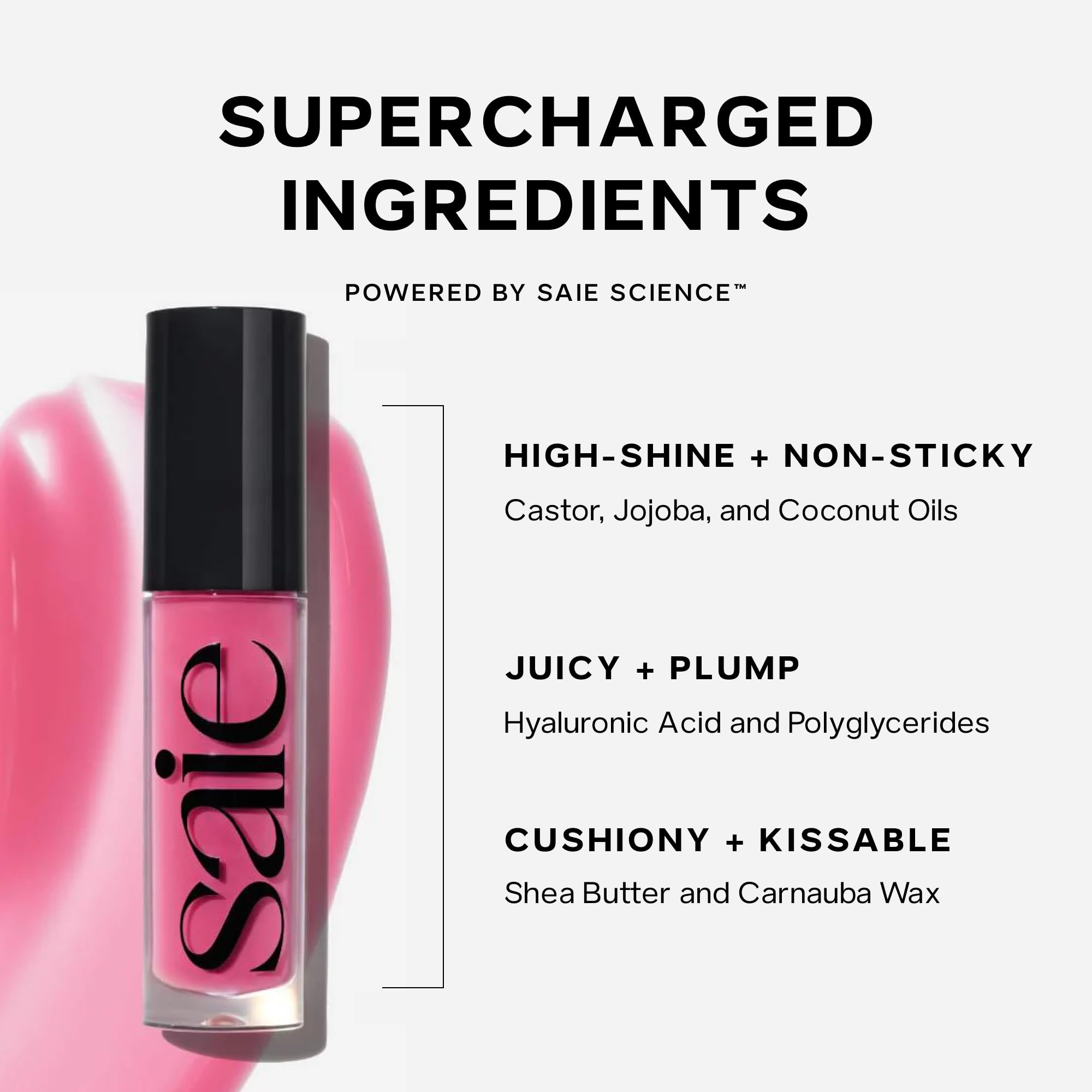 Saie Dewy Glow Duo - Dew Liquid Blush - (.40 oz, Hottie), Glossybounce Lip Gloss-Oil Hybrid (.17 oz, Splash) - Hydrating, Vegan Makeup for Radiant Cheeks & Lips Saie Au supplements