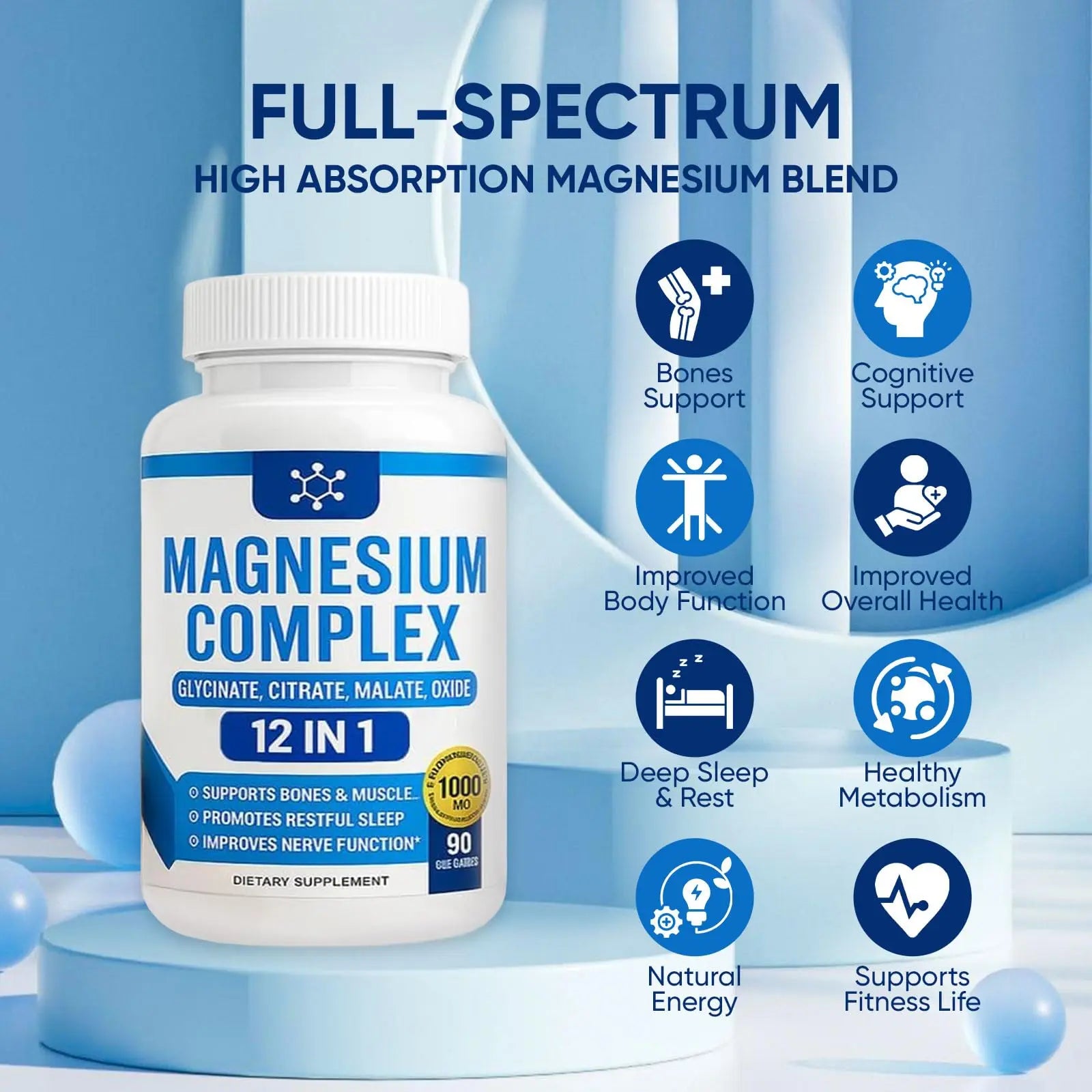 Nutrapure Magnesium Complex 7 Elemental Supplement - Magnesio Complex 1000mg Forms Including Glycinate, Citrate, Malate, Taurate Chelated | Energy Support | Vegan Non-GMO, 90 Capsules (2) WSJAWH Au supplements