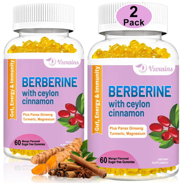 2 Pack Berberine with Ceylon Cinnamon Gummies, 2000mg High Potency Berberine HCI VZOXAINS Au supplements