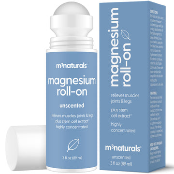 Magnesium Roll On for Adults & Kids, Easy Application for Sore Muscles, Feet, Joints and Leg Cramps, Helps with Sleeping and Post-Workout Recovery, for Sensitive Skin, 3 fl oz, by M3 M3 Naturals Au supplements