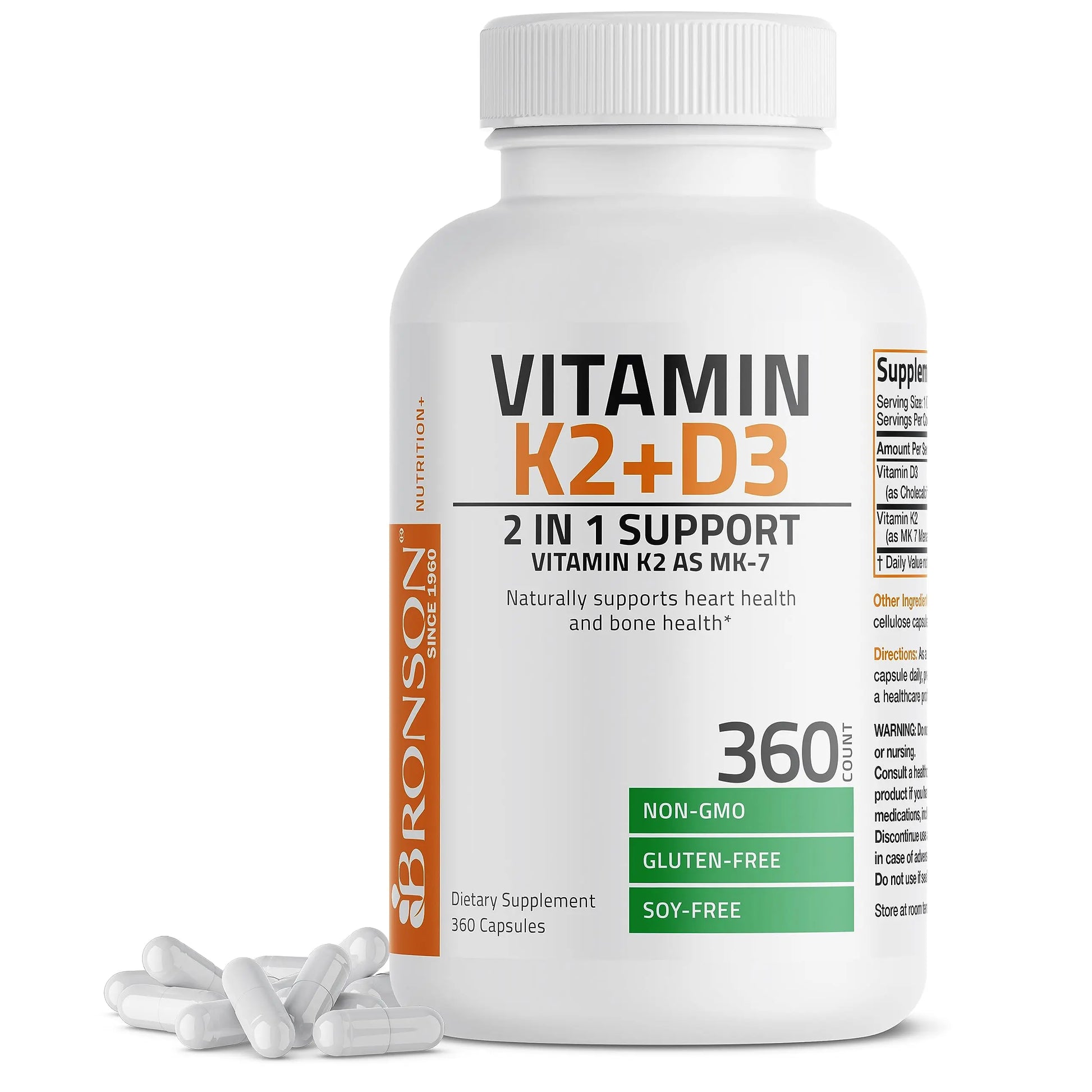 Bronson Vitamin K2 (MK7) with D3 Supplement Non-GMO Formula 5000 IU Vitamin D3 Bronson Au supplements