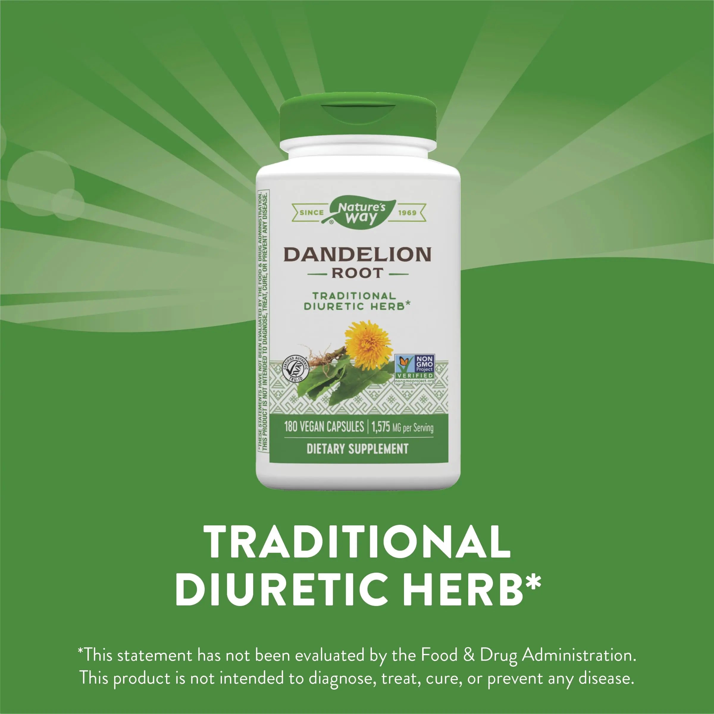 Nature's Way Dandelion Root Diuretic Herb* 525 mg per Capsule Non-GMO Nature's Way Au supplements