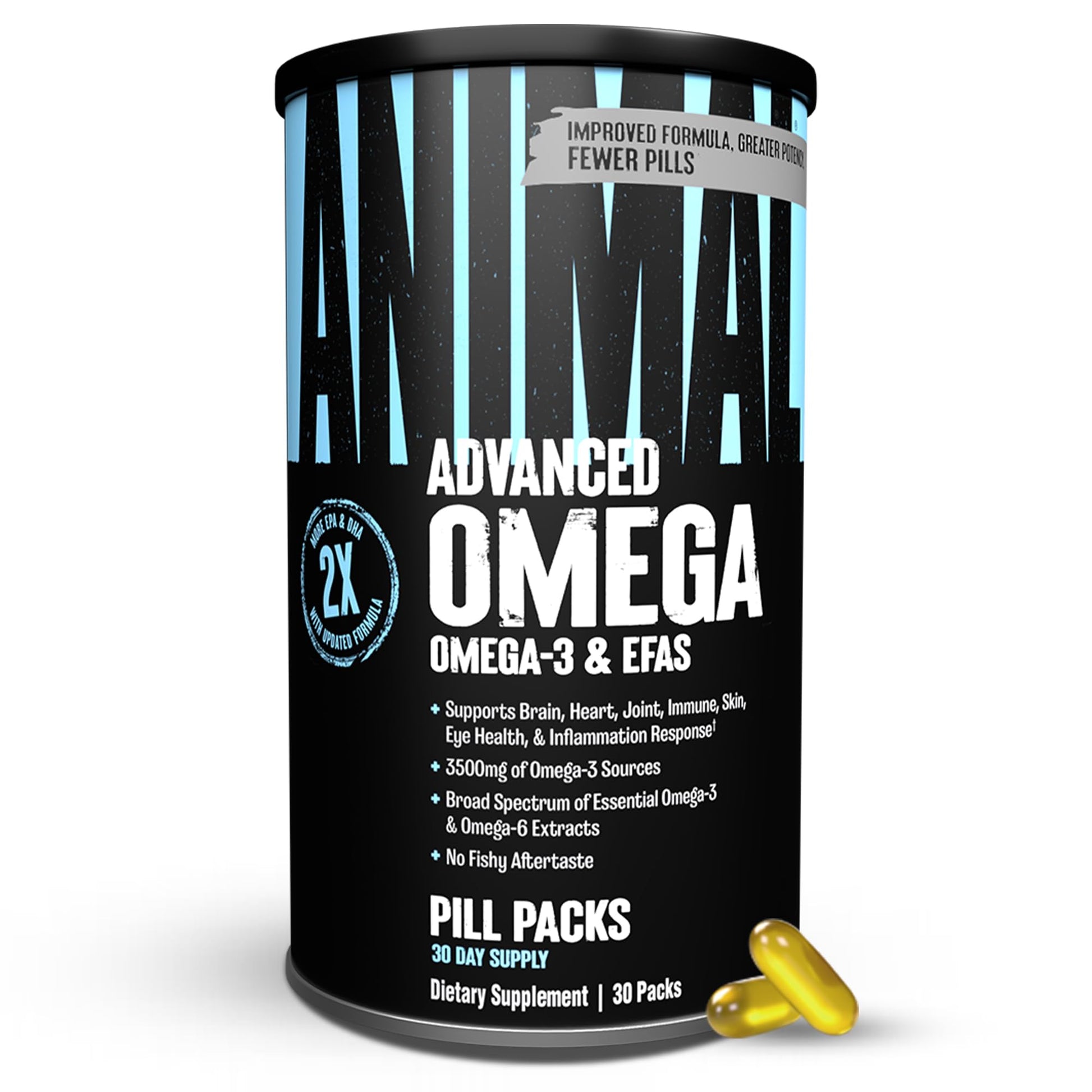 Animal Advanced Omega 3 Fatty Acids - 3500mg EPA DHA Fish Oil Omega 3 Supplement for Women & Men High Potency Blend with CLA GLA ALA for Brain Skin Eye Immune Joint Health 30 Pill Packs Animal Au supplements