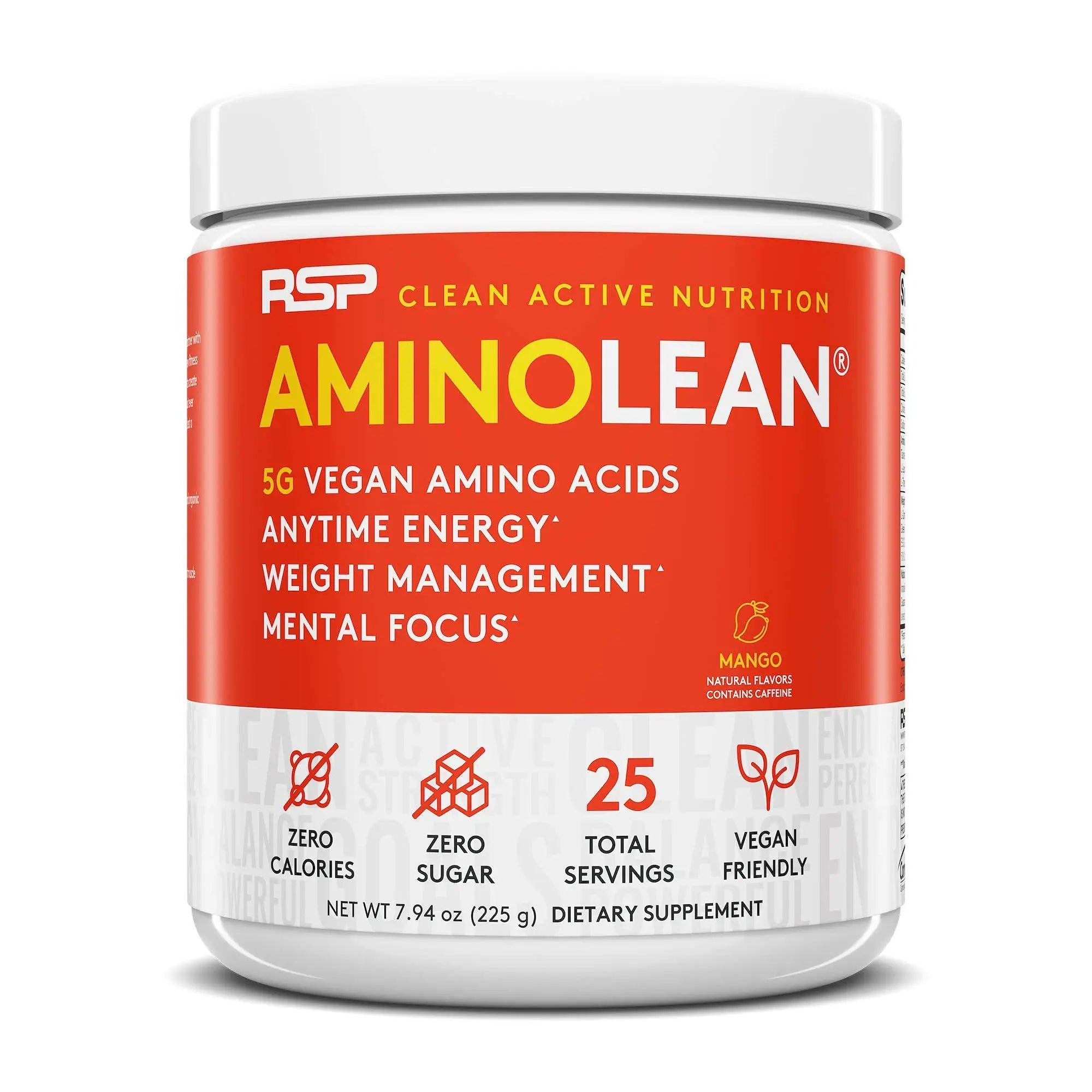 RSP NUTRITION Vegan AminoLean Pre Workout Energy (Mango 25 Servings) with AminoLean RSP NUTRITION Au supplements