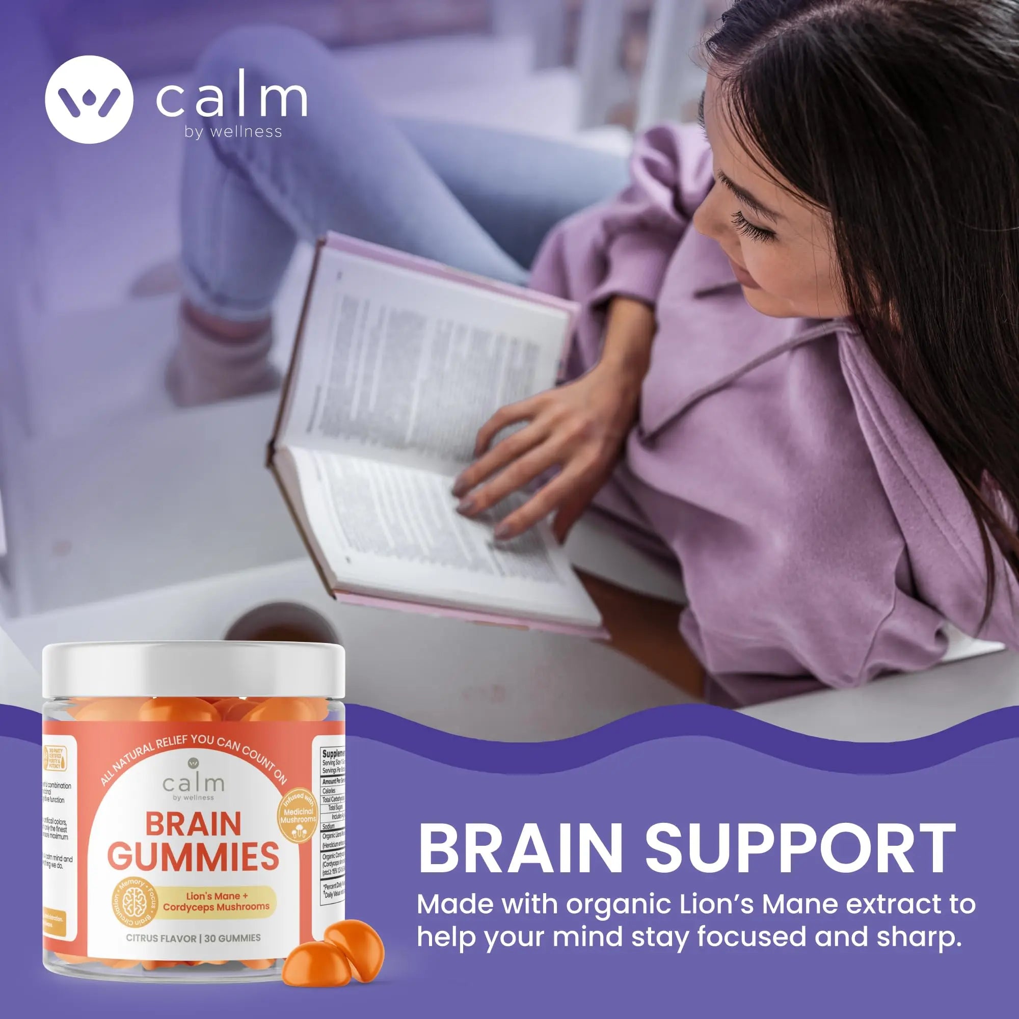 Calm by Wellness Lion’s Mane Gummies for Adults – Vegan Mushroom Gummies with Lion’s Mane & Cordyceps for Brain Support, Memory & Focus, Immune Boost – Citrus Flavor, 30 Count Calm by Wellness Au supplements