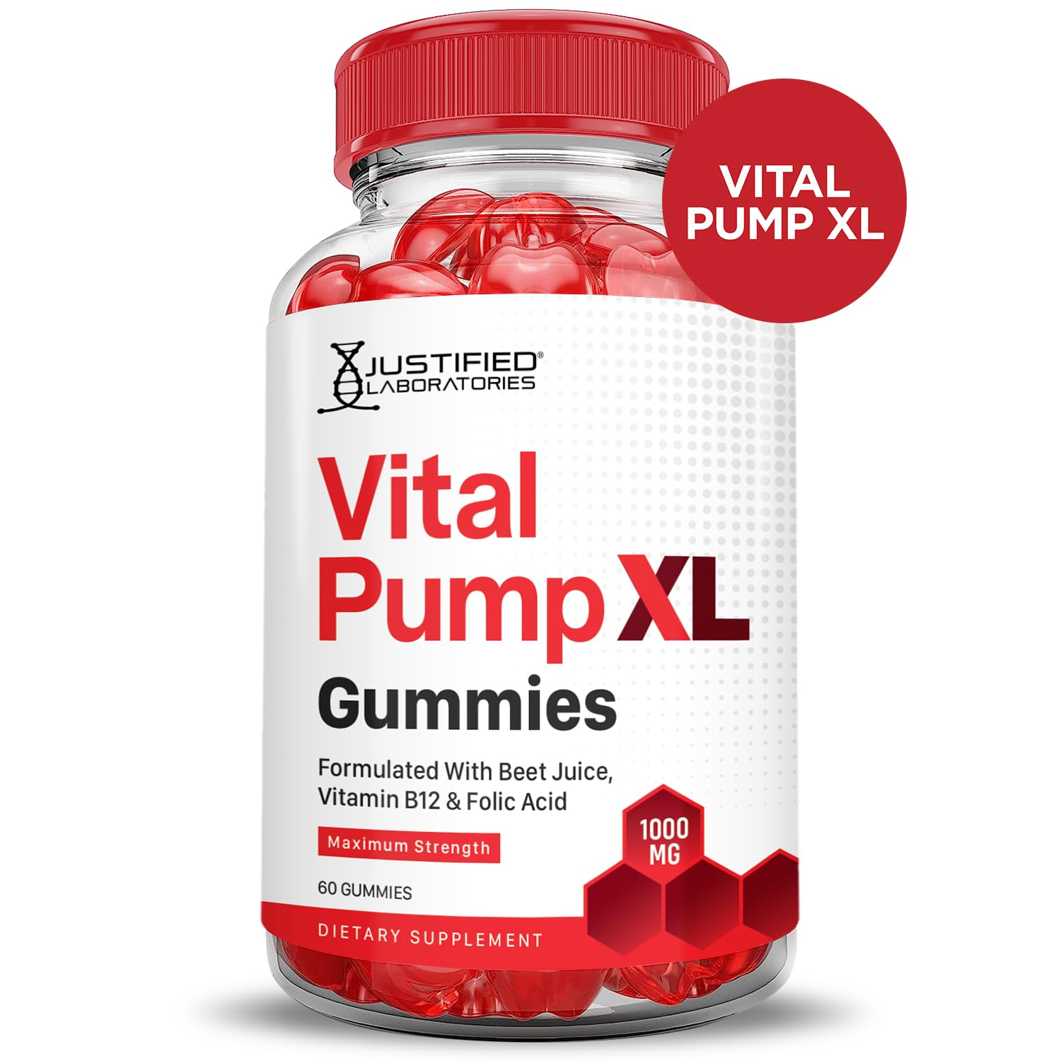 Justified Laboratories (3 Pack) Vital Pump XL Performance Gummies 1000MG Advanced Formula Vital PumpXL Formulated with Beet Juice ACV Pomegranate Beet Powder B12 Vegan Non GMO 180 Gummys Justified Laboratories Au supplements