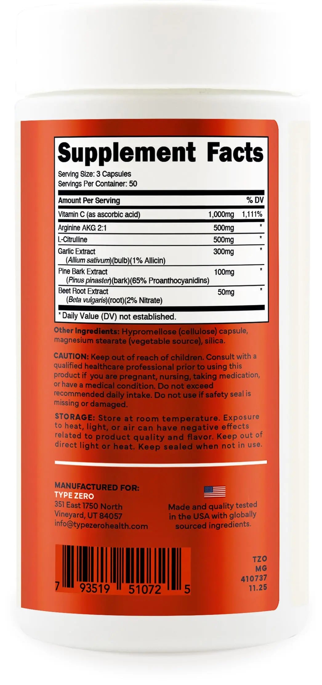 Type Zero Nitric Oxide 6X Booster, 150 Veggie Capsules - Natural Supplement - Beetroot, Arginine AKG, Citrulline, Pine Bark, Garlic & VIT C | Nitrous Oxide Type Zero Au supplements