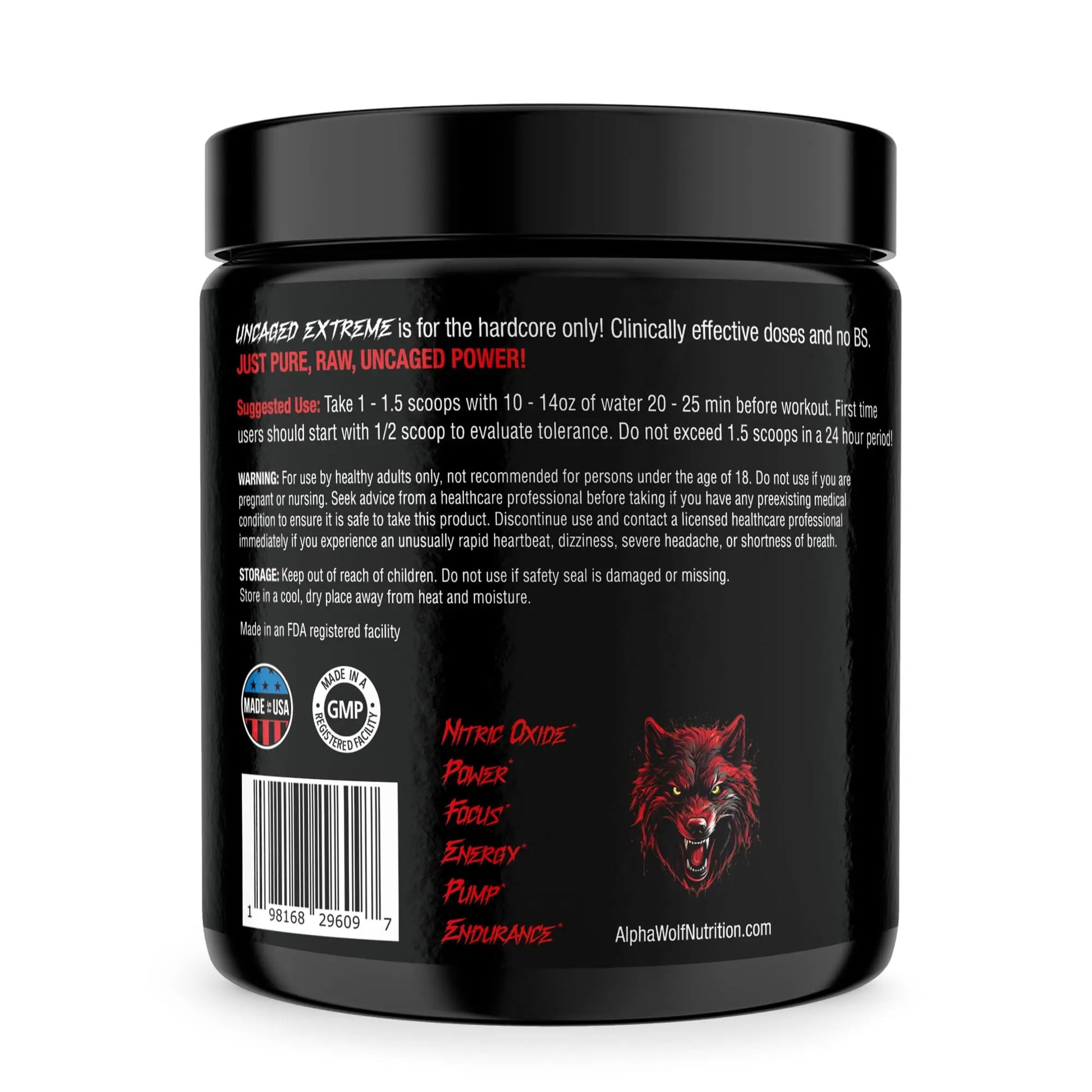 Uncaged Extreme Pre-Workout Powder - Extreme Energy, Focus, Nitric Oxide & Muscle ALPHA WOLF Au supplements