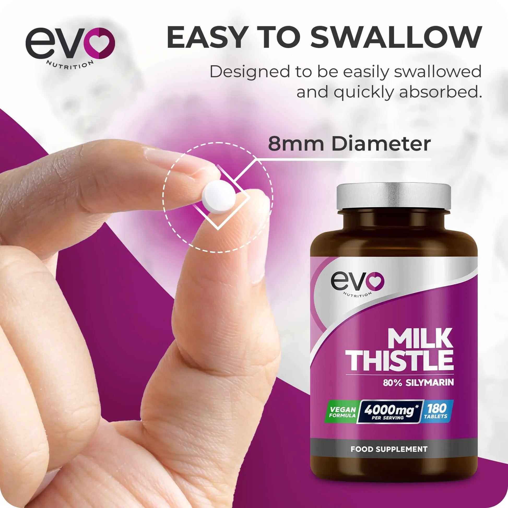 Milk Thistle Tablets 4000mg | 80% Silymarin | 180 Tablets | High Strength Vegan Supple EVO NUTRITION Au supplements