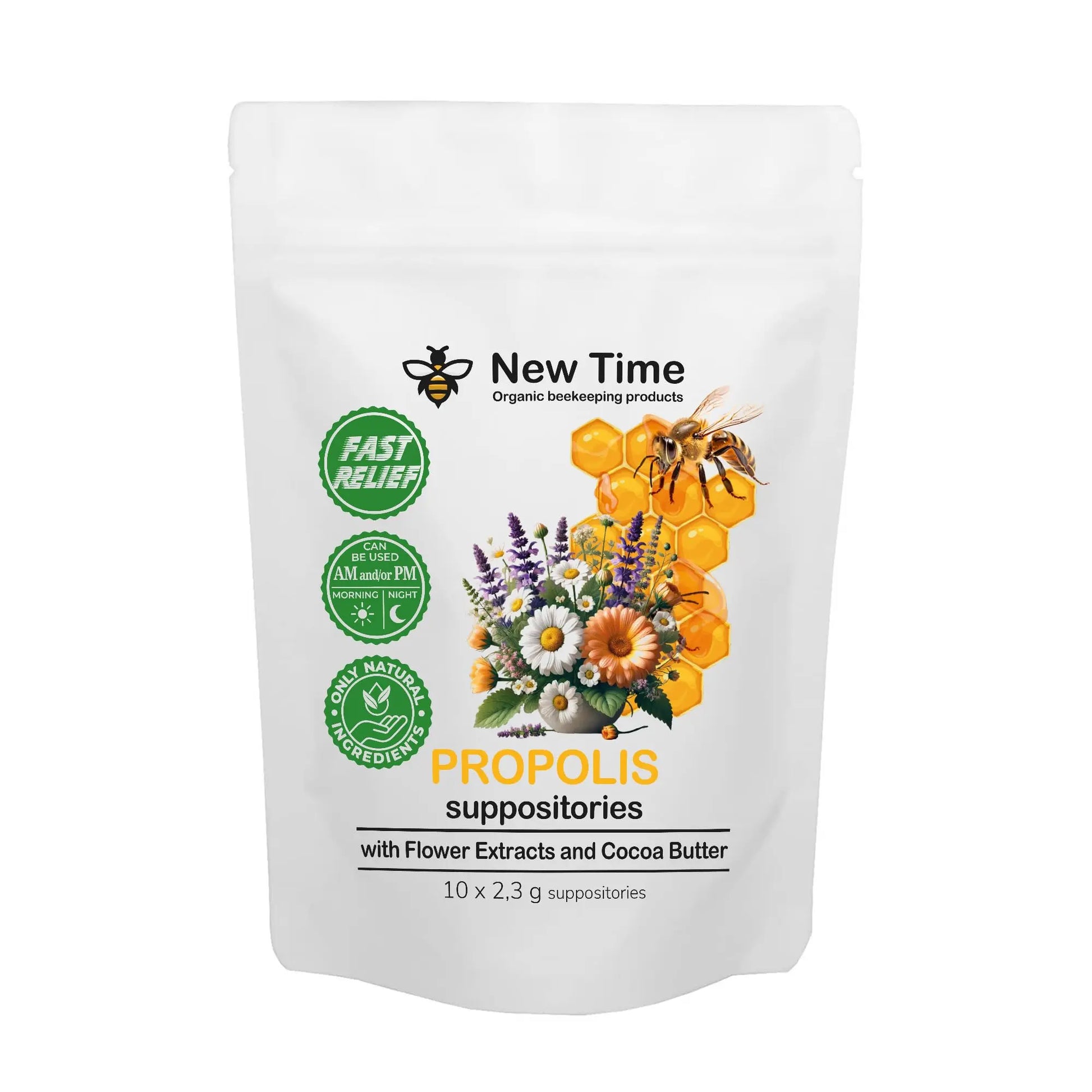 Organic Propolis Comfort Suppositories for Men, Women - Natural Bee & Botanical Formula, Gentle Daily Care 10 Count New Time Organic beekeeping products Au supplements