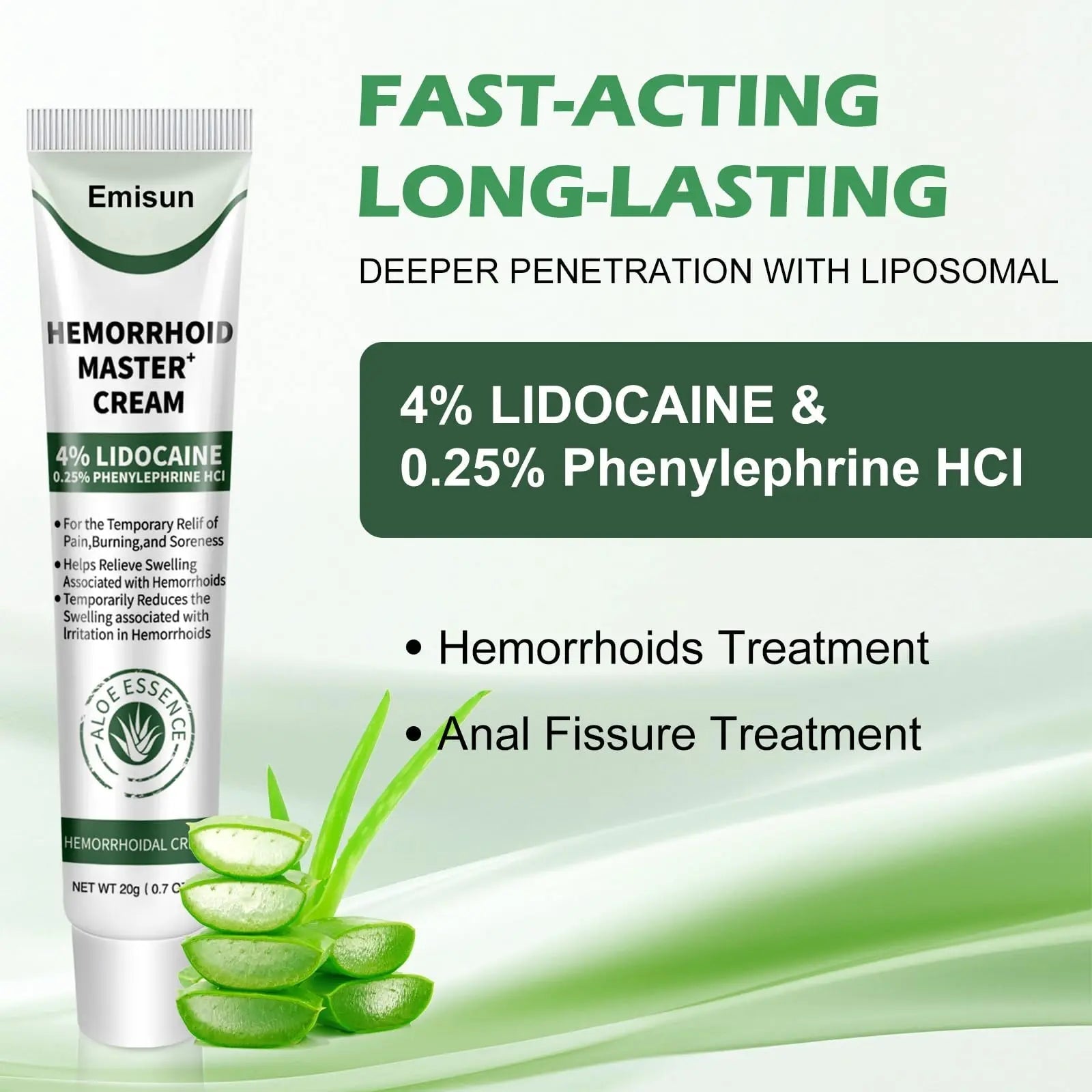 Hemorrhoid & Fissure Ointment, Hemorrhoid Treatment and Hemorrhoid Cream with Lidocaine 4% and Phenylephrine HCI for Fast Relief of Pain, Swelling, Itching, Burning, Hemorrhoidal treatment, 2 Pack-J2 Emisun Au supplements