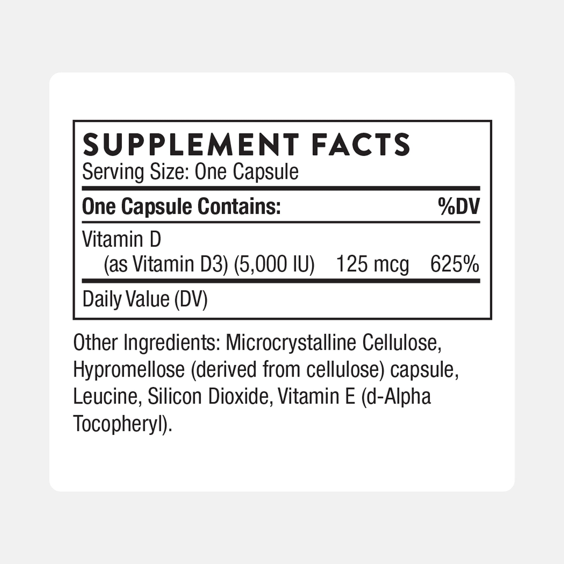 THORNE - Vitamin D-5000 - Vitamin D3 Supplement - Support Healthy Bones, Teeth, Muscles, Cardiovascular & Immune Function* - NSF Certified for Sport - Gluten-Free, Soy-Free - 60 Servings THORNE Au supplements