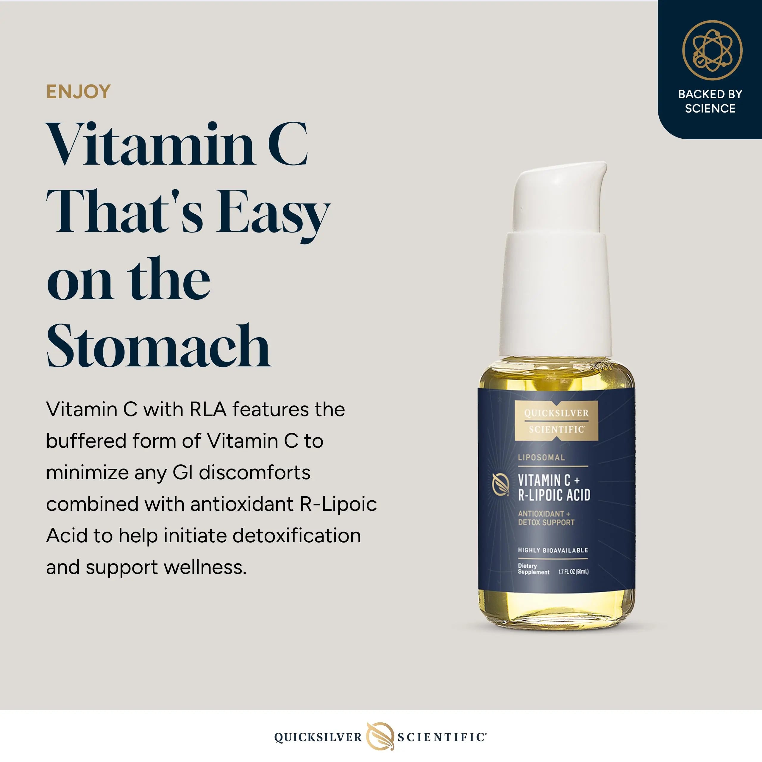 Quicksilver Scientific Vitamin C + R Lipoic Acid - Liposomal Vitamin C with RLA - Antioxidant, Detox & Immune Support Supplement - with Superior Absorption (50 ml) Quicksilver Scientific Au supplements