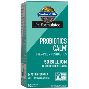 Garden of Life Dr. Formulated Pre, Post & Probiotics Calm 50 Billion CFU Daily 3-in-1 Complete Supplement with Ashwagandha – Mood Support, Digestive & Immune Support, 30 Vegetarian Capsules Garden of Life Au supplements