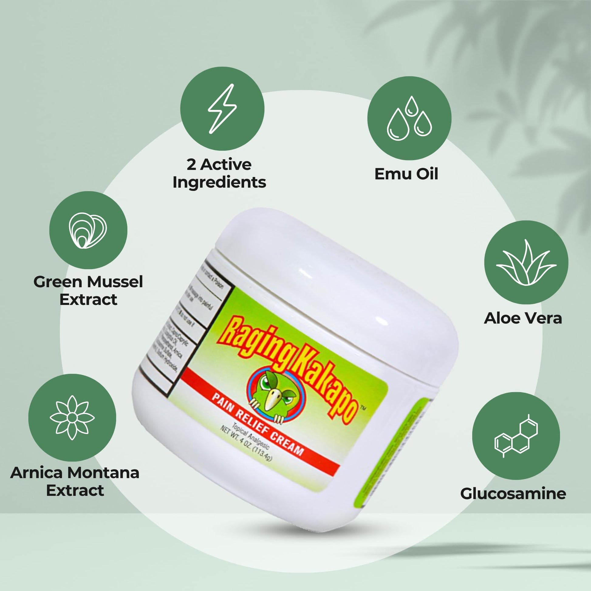 Raging Kakapo Pain Relief Cream 3 Pack - Sore Muscles, Joint Pain & Aches - Odor Free, Non-Greasy Pain Cream - Histamine Dihydrochloride, Capsaicin, Emu Oil, Arnica & More, 4 oz. Jar Raging Kakapo Au supplements