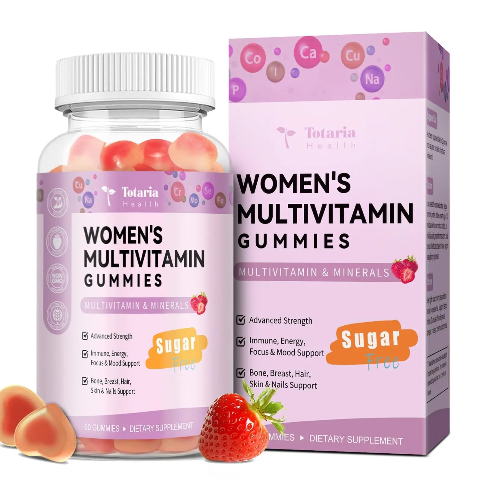 Totaria Sugar Free Multivitamin Gummies for Women 14+ w/Iron, Inositol, Folate, Biotin, Womens Daily Multivitamin Gummy w/Vitamin A, C, B, D3, K2, for Hair, Skin, Totaria Au supplements