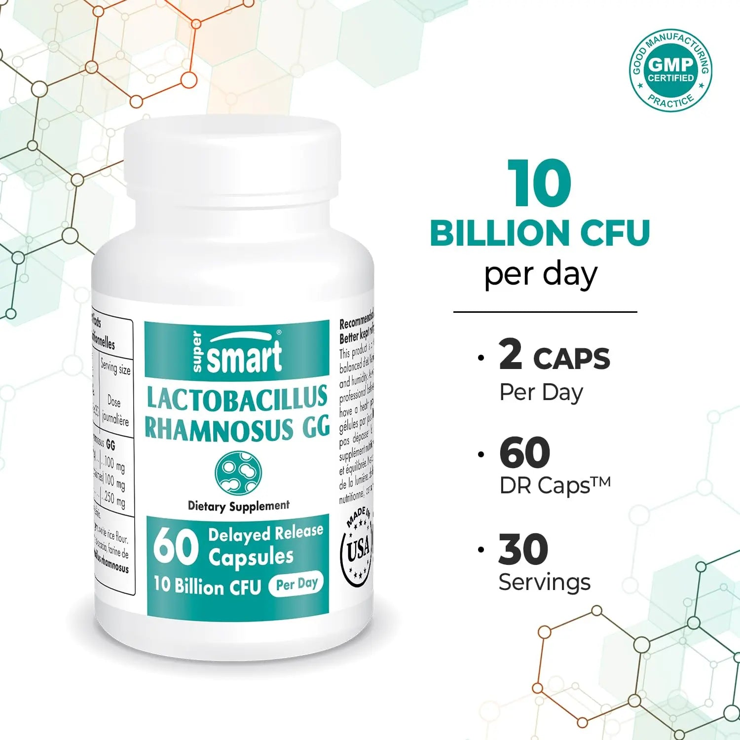 Supersmart - Lactobacillus Rhamnosus GG 10 Billion CFU per Day (LGG Probiotic Supersmart Au supplements