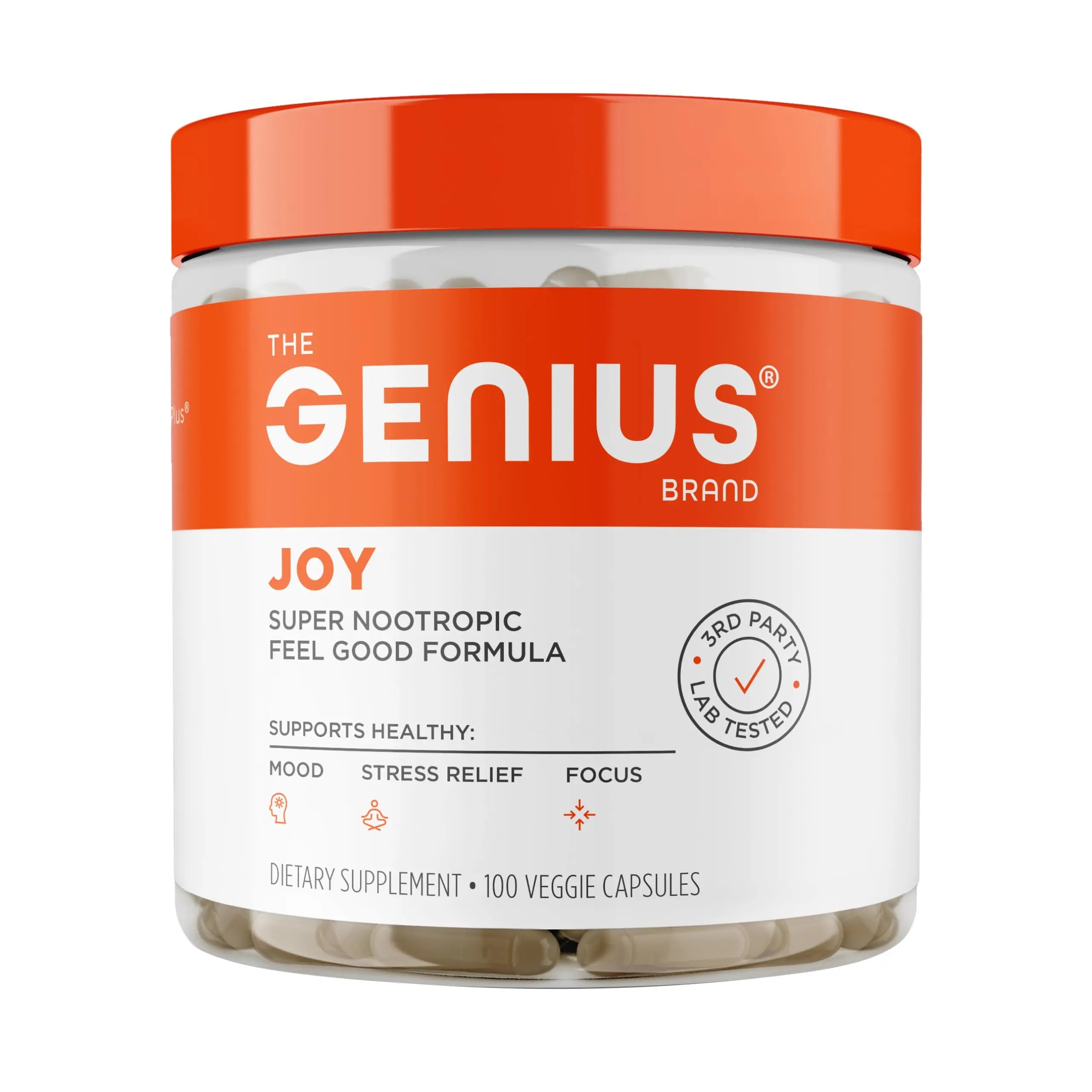 Genius Joy, Nootropic Mood Enhancer Supplement - Support Cognitive Health, Enhance Mood & Neural Function with Brain Boosting L-Theanine, Panax Ginseng & SAM-e - Organic, Non-GMO, & Gluten-Free The Genius Brand Au supplements