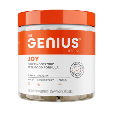 Genius Joy, Nootropic Mood Enhancer Supplement - Support Cognitive Health, Enhance Mood & Neural Function with Brain Boosting L-Theanine, Panax Ginseng & SAM-e - Organic, Non-GMO, & Gluten-Free The Genius Brand Au supplements